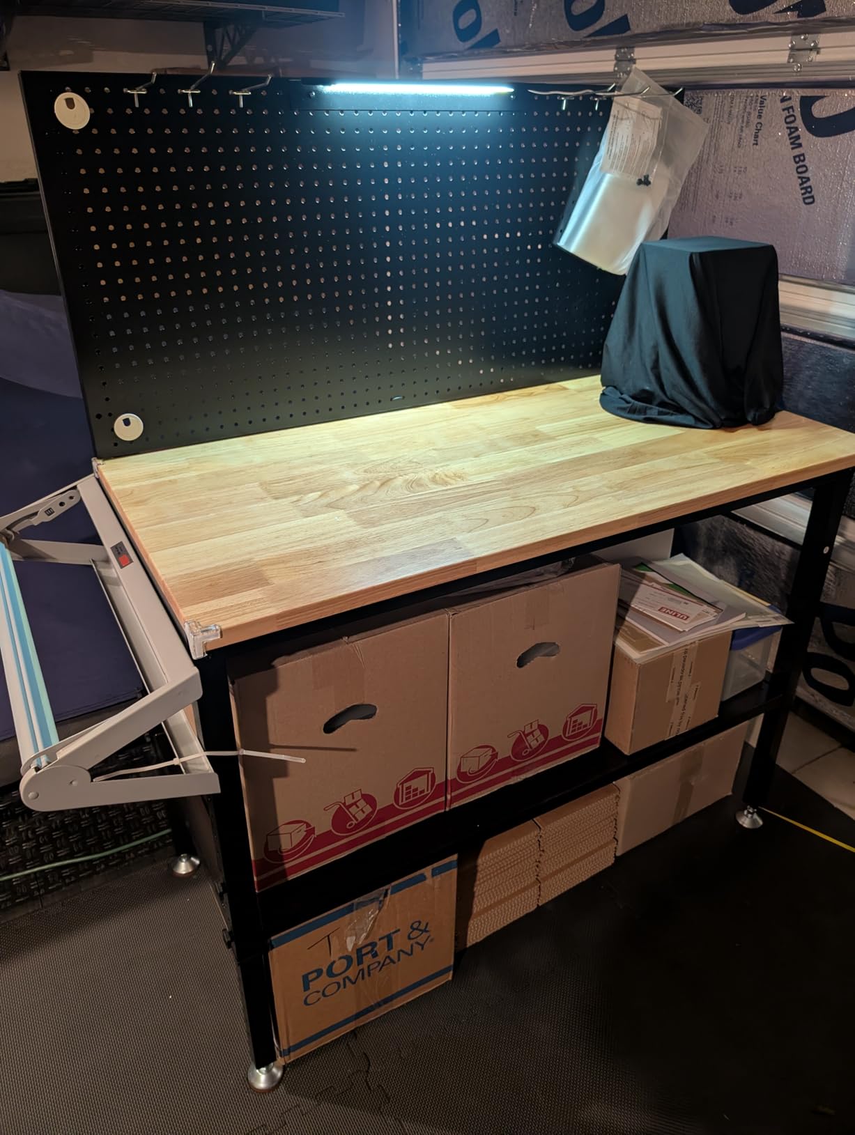 CAMMOO 48x24 Inch Garage Work Bench with Storage, Pegboard & Power Strip customer photo 1