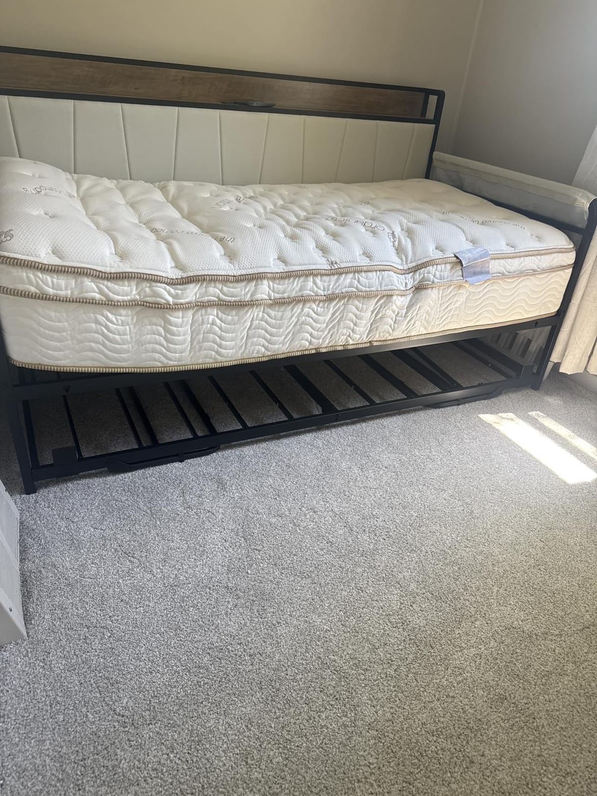 LIKIMIO Twin Daybed with Trundle, Twin Bed Frames, Grey/Brown customer photo 2