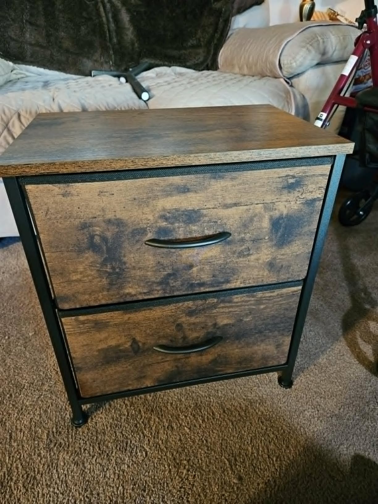 DUMOS Night Stand Small Dresser for Bedroom with 2 Drawers, Bedside Table customer photo 2