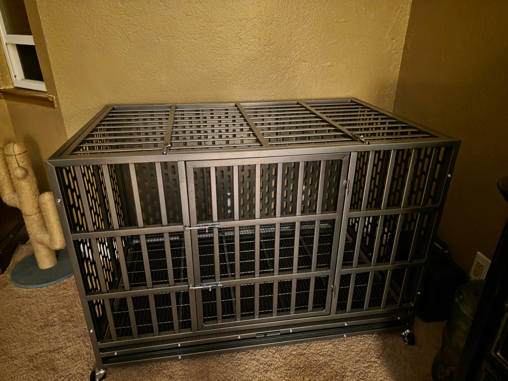 HIWOKK 48 Inch Heavy Duty Indestructible Dog Crate, for High Anxiety Dog customer photo 1