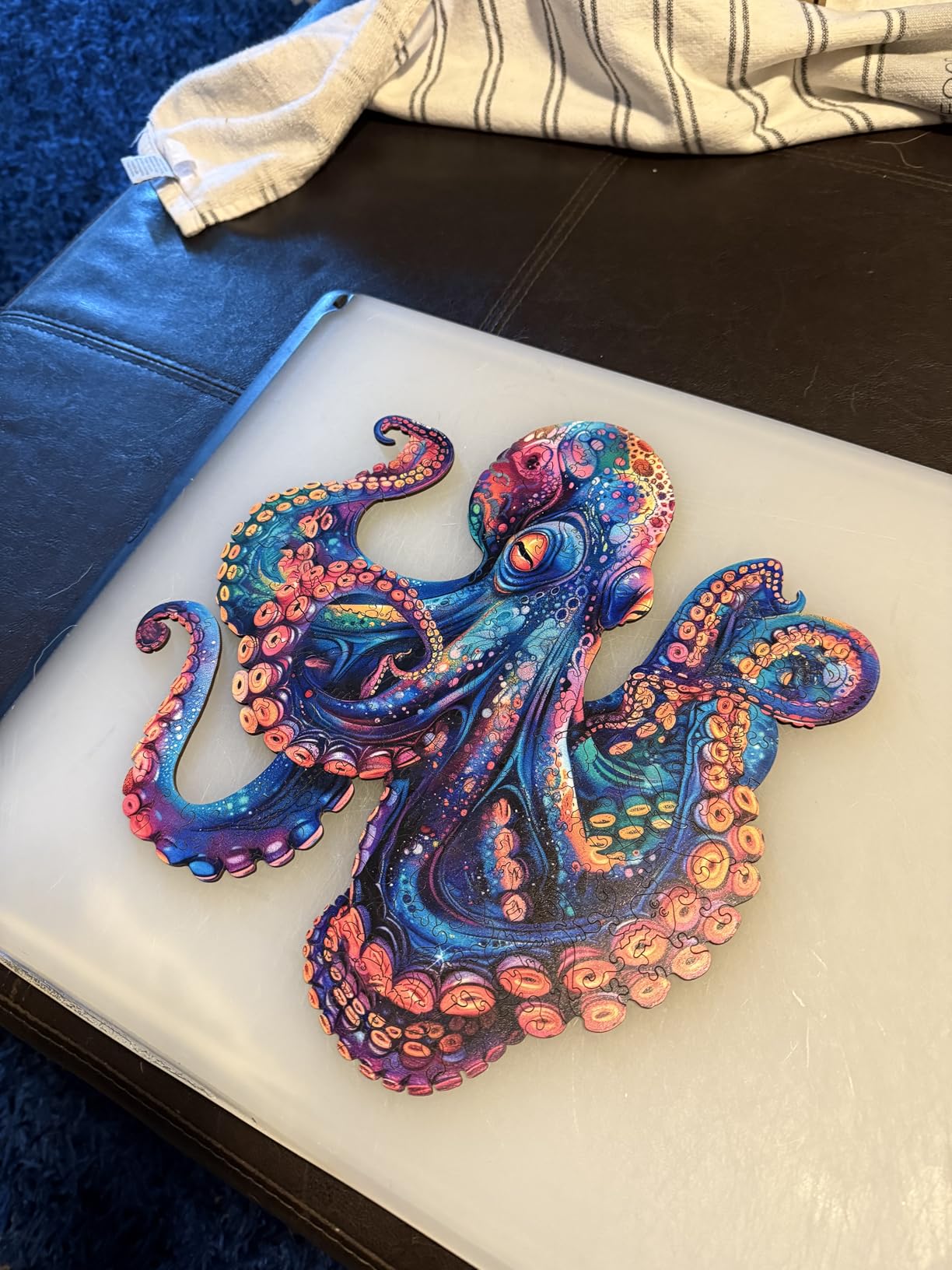 Qiuenisray Wooden Puzzles 1000 Pieces, Octopus Ocean Jigsaw Puzzles | Wooden Adults Puzzle, FSC Certified Unique Shape Adult Puzzles Pieces, Wall Decor for Family Game 23.4x23.5 in customer photo 2