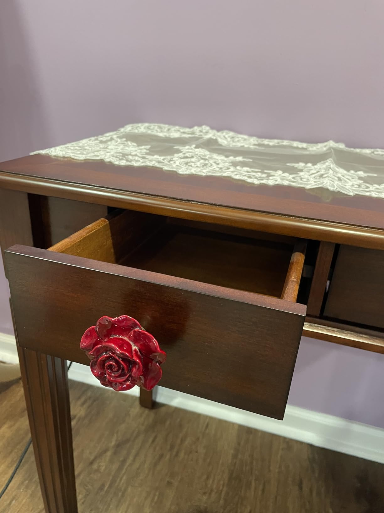 LEEMTORIG Vintage Solid Wood Writing Desk with 2 Drawers, 46.1