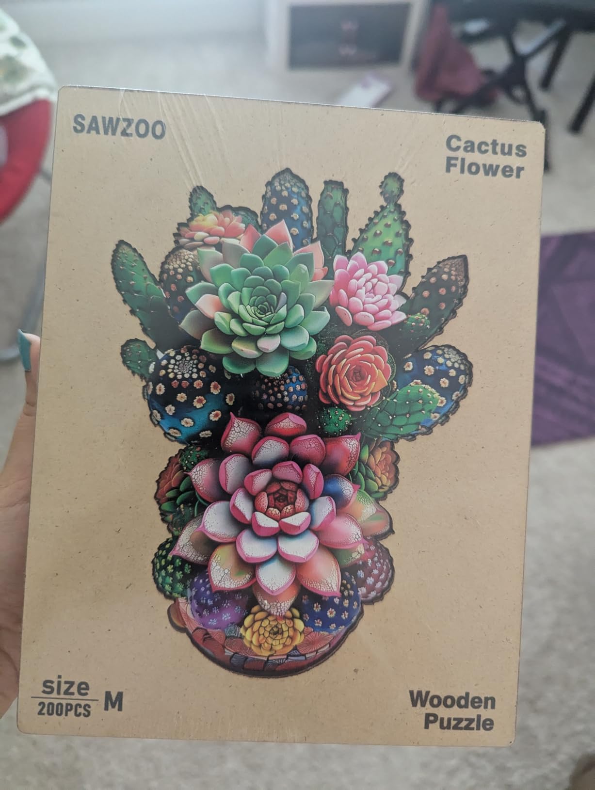 Wooden Puzzles for Adults, Succulent Plants 200 Piece Unique Shaped Wood Puzzle customer photo 2