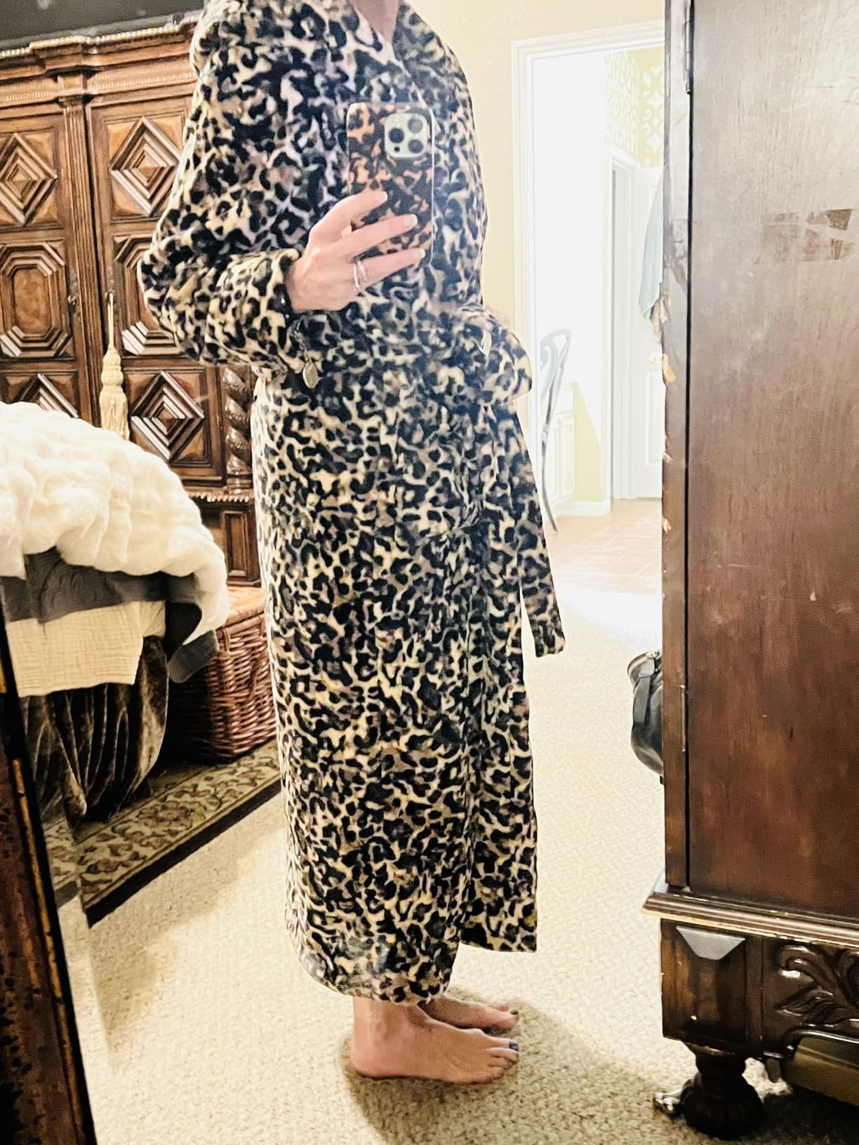 Women's Long Sleeve Plush Fleece Hooded Robe, Full Length Bathrobe customer photo 1