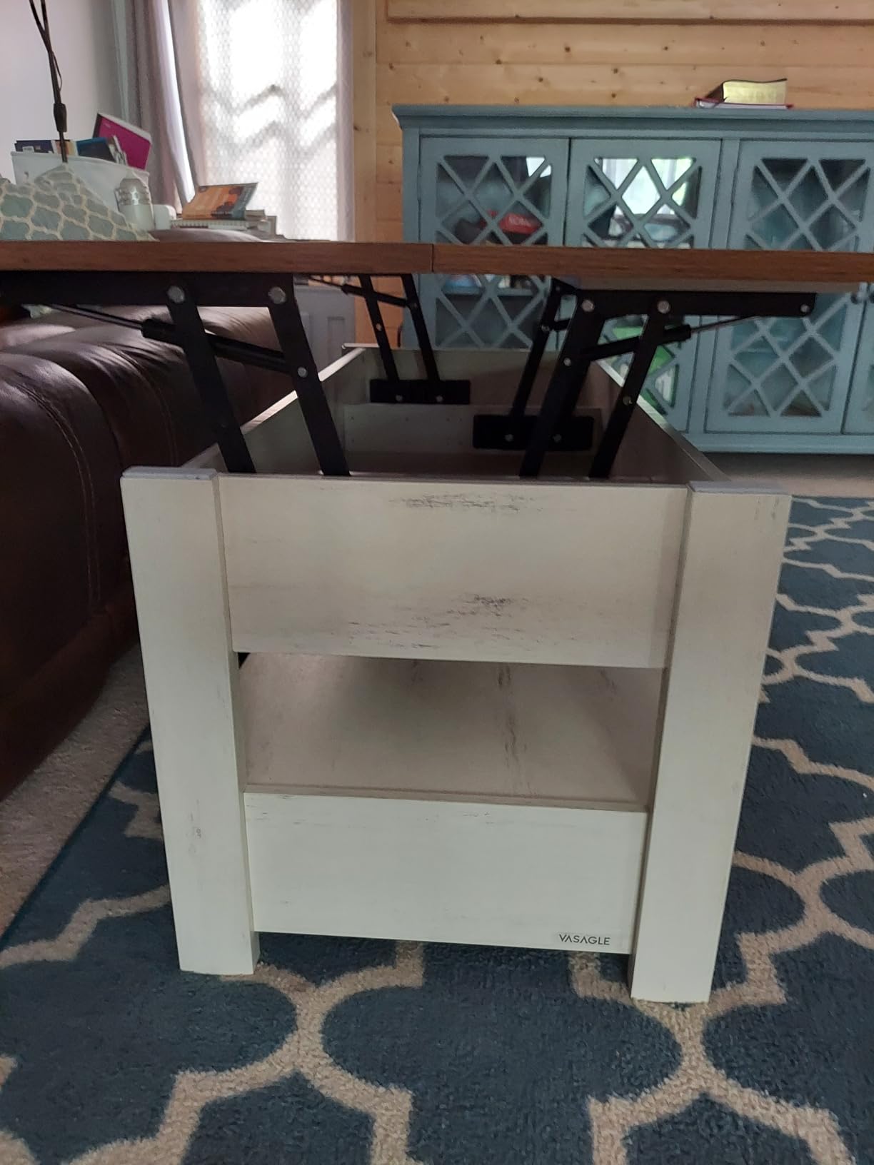 VASAGLE Lift Top Coffee Table, 3 in 1 Center Table with Storage, 2 Drawers customer photo 1