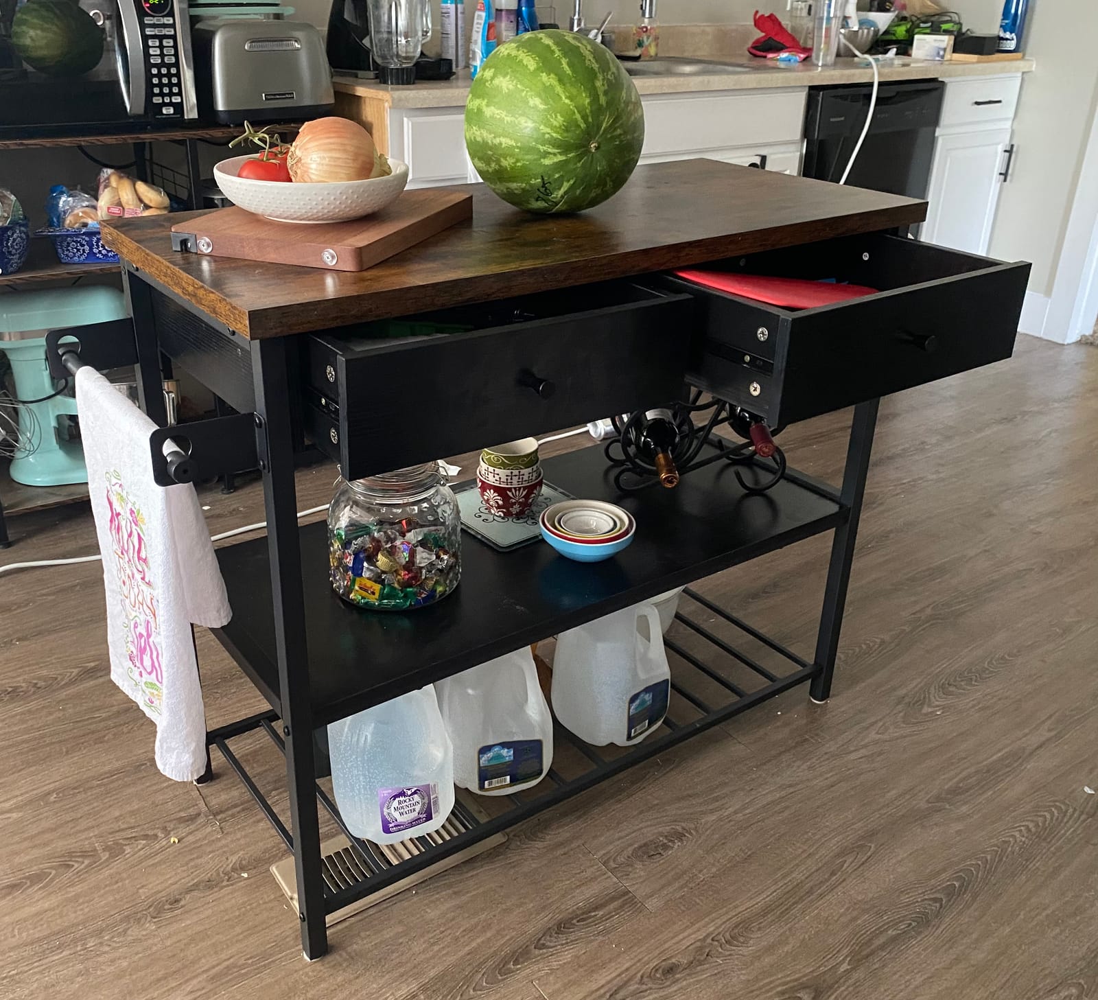 VASAGLE Mobile Kitchen Island with 2 Doors, 2 Drawers customer photo 2