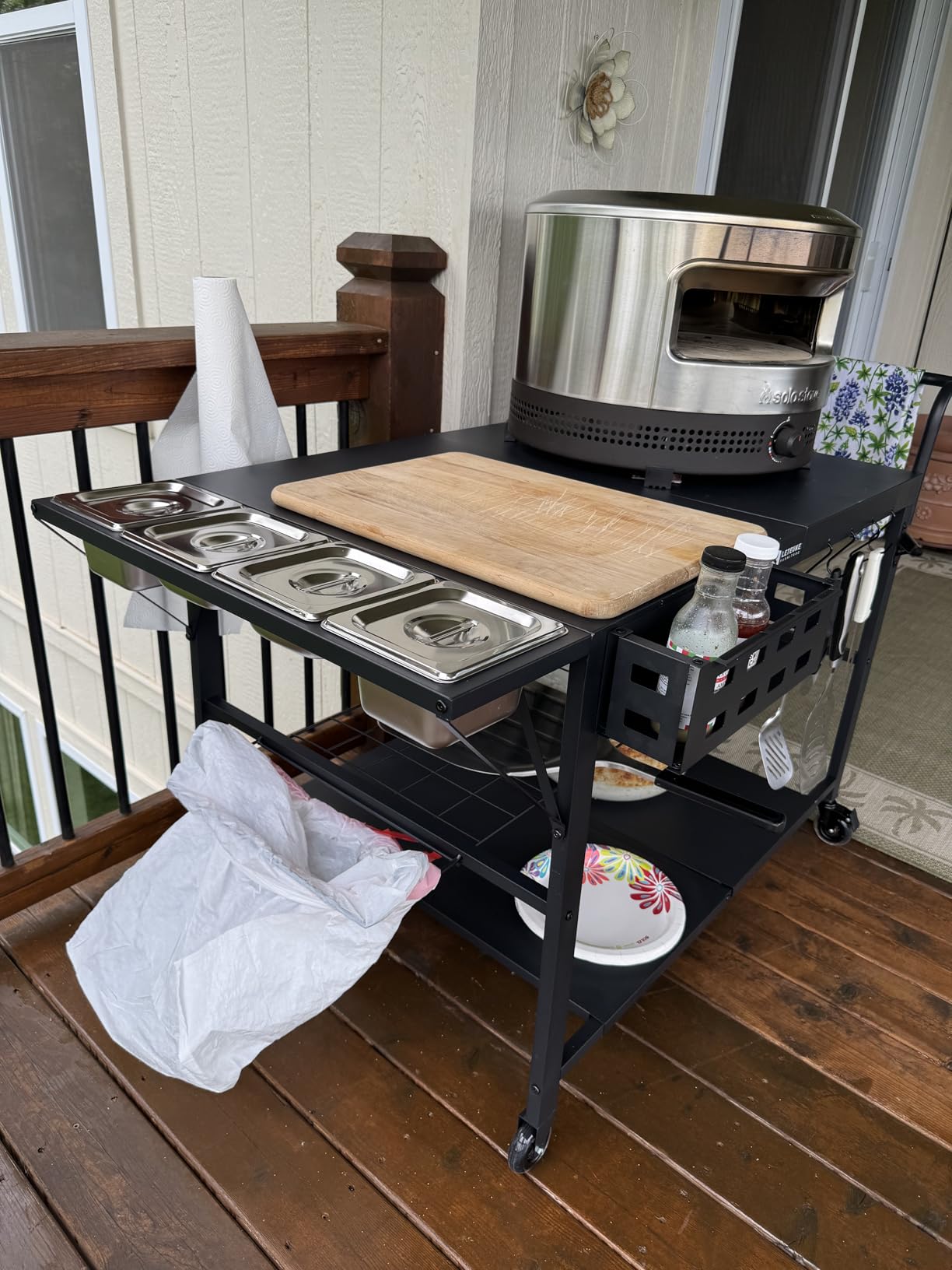 Pizza Oven Table Stand, Outdoor Grill Cart Table for Ninja Ooni Blackstone customer photo 2