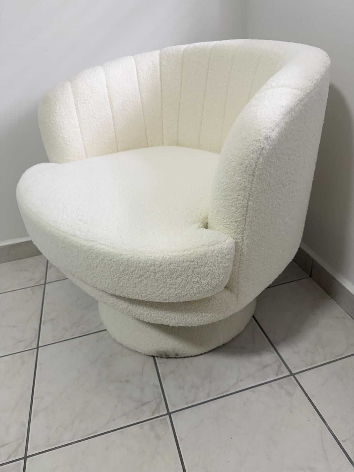 CANMOV Swivel Accent Chair with Armrest, Modern 360 Degree Swivel Barrel Chair with Curve Back and Soft Cushion,Comfy Round Sherpa Teddy Armchair Single Sofa for Living Room,Bedroom,Waiting Room,Beige customer photo 2