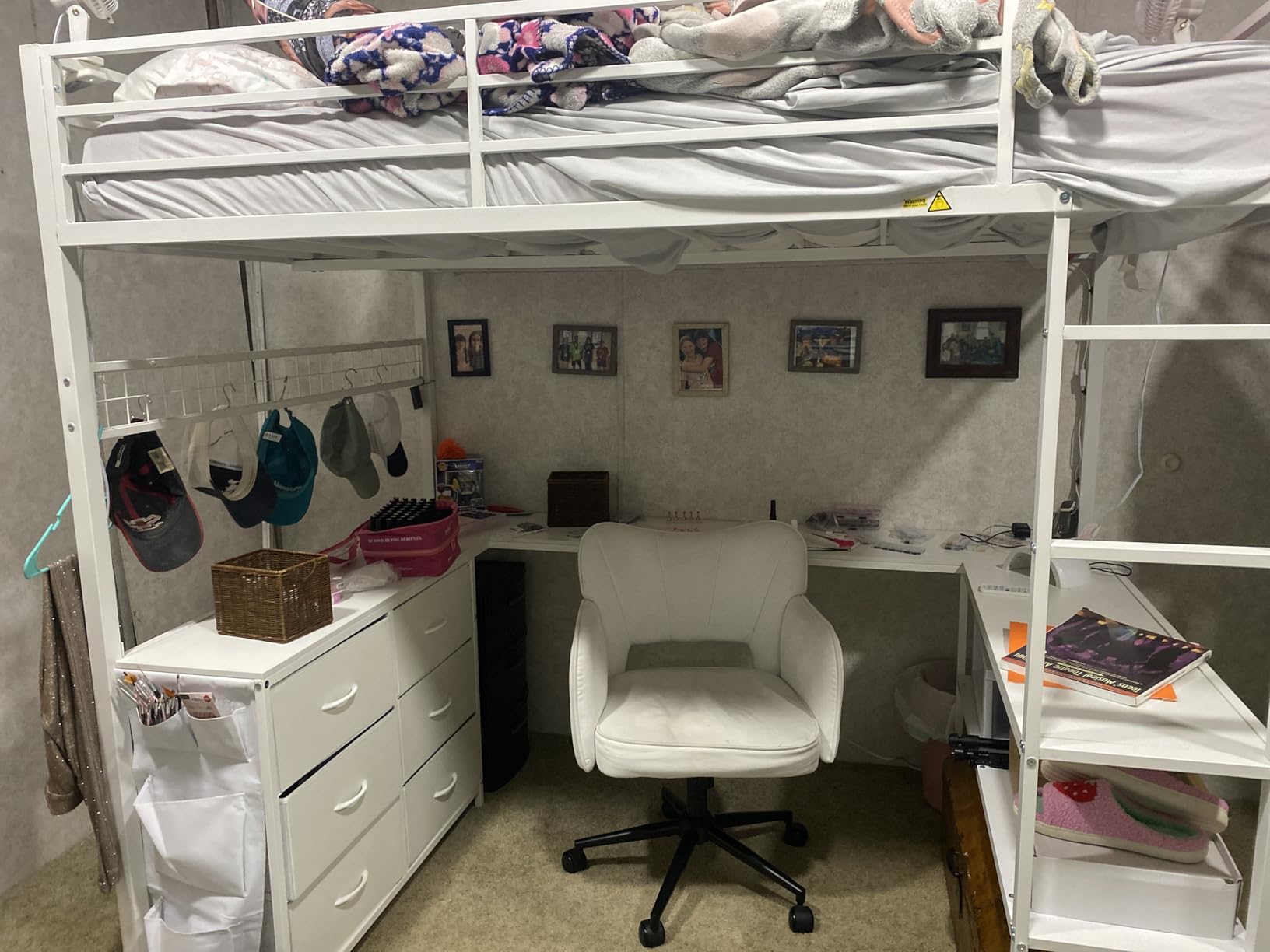 ADORNEVE Loft Bed Full Size with U-Shaped Desk, 6 Storage Drawers,White customer photo 2