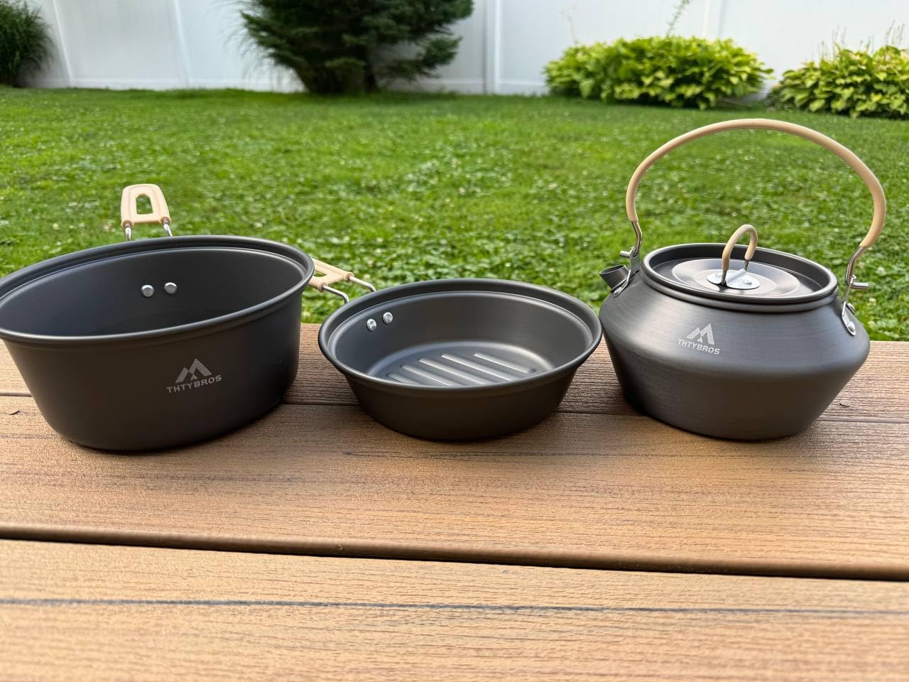THTYBROS 27pcs Camping Cooking Set for 2-4 People, Portable Cookware Set with Kettle, Pots & Pans, Stainless Steel Utensils, Plates, Dishware for Backpacking, Picnic, Outdoor Adventures customer photo 2