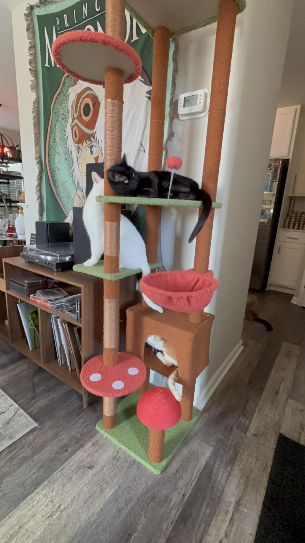PEQULTI Floor to Ceiling Cat Tree, Adjustable 83-108in 5-Level Tower, Beige customer photo 2