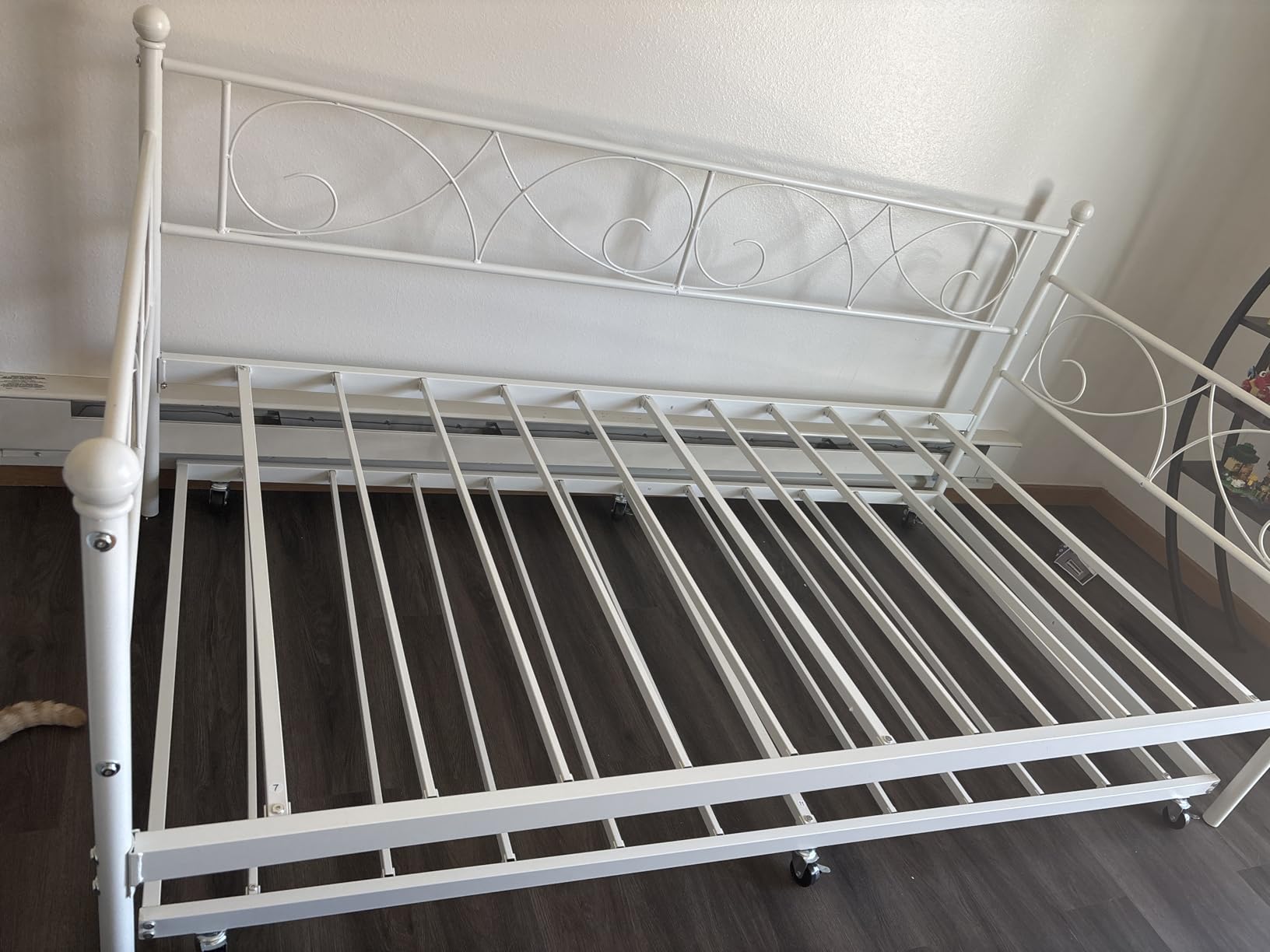IDEALHOUSE Twin Daybed with Trundle, Metal Trundle Bed, White customer photo 1