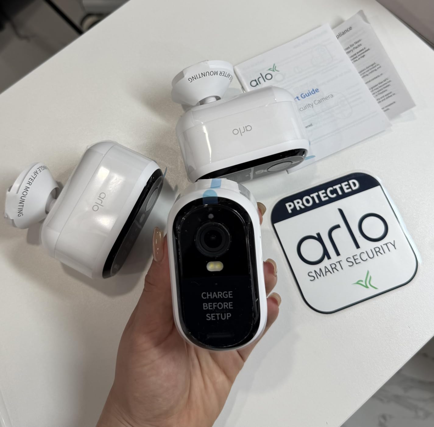 Security Cameras Wireless Outdoor - Arlo Essential Battery 2K (3rd Gen, Latest Version), Color Night Vision, Two-Way Audio, Home Security, Person/Package/Vehicle/Animal Detection, White - 3-Pack customer photo 1