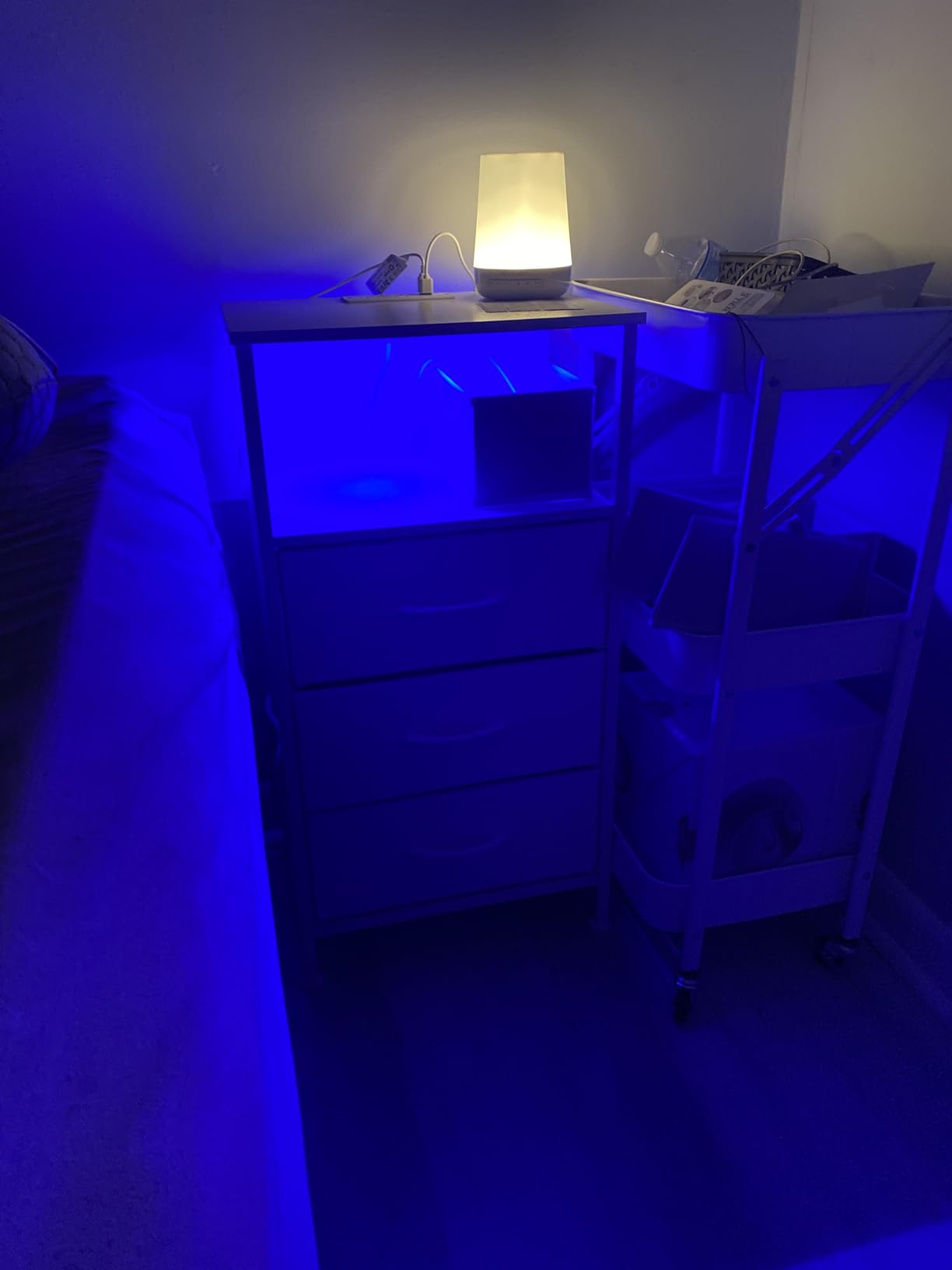 SONGMICS Nightstand with Charging Station, 2 Fabric Drawers customer photo 1