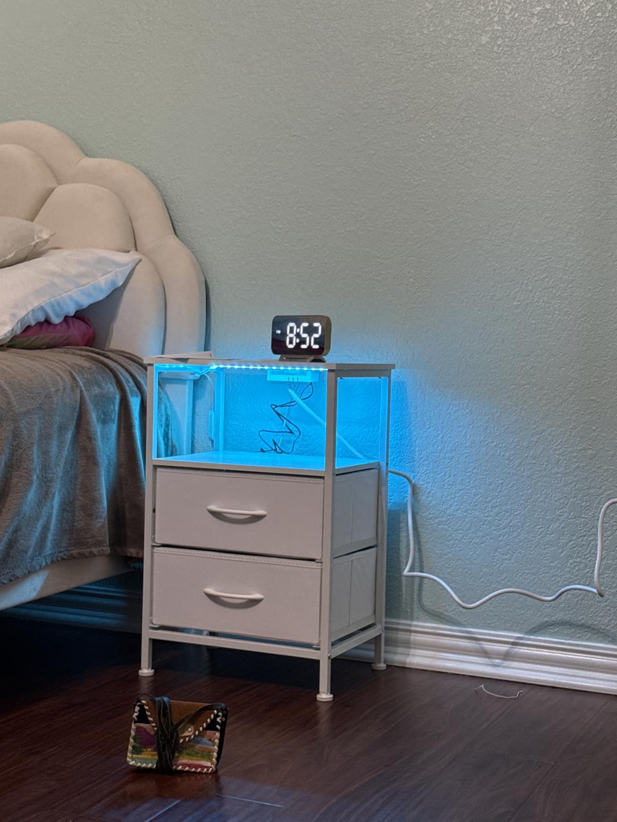 SONGMICS Nightstand with Charging Station, 2 Fabric Drawers customer photo 2