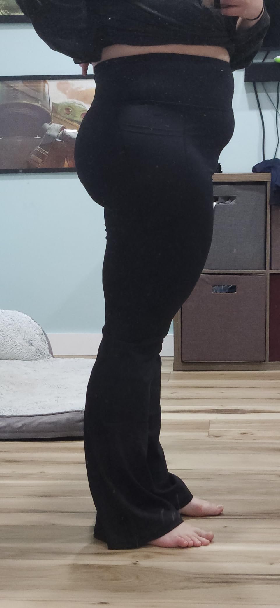 Womens Flared Yoga Pants with Pockets, High Waisted Flare Leggings Bell Bottom Bootcut Yoga Dress Pants customer photo 1