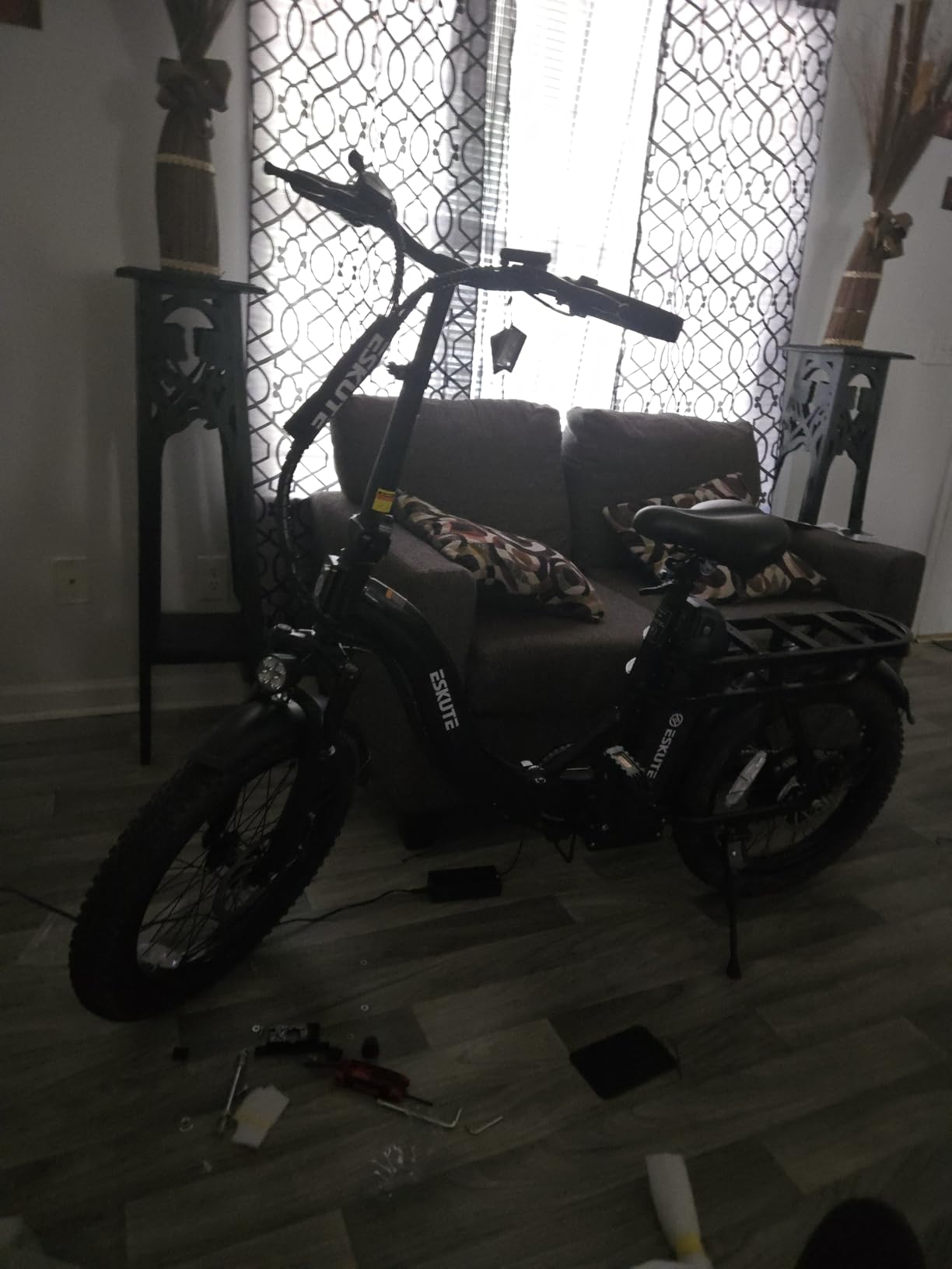 ESKUTE Electric Bike for Adults – 1200W Peak Motor, Folding 20x3 Fat Tire E‑Bike, 48V 13Ah Battery, Step‑Through Cargo Fold Ebike, NFC Unlock, 20+ MPH, 7‑Speed, Up to 55 Miles customer photo 1
