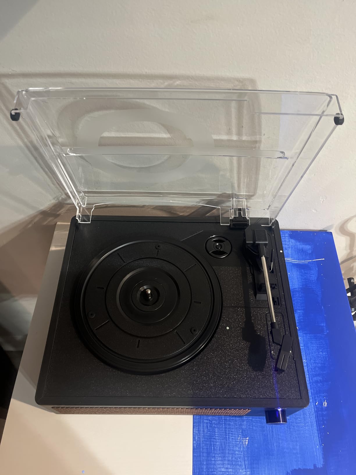Vinyl Record Player with 2 External Passive Speakers,Black Wooden customer photo 2