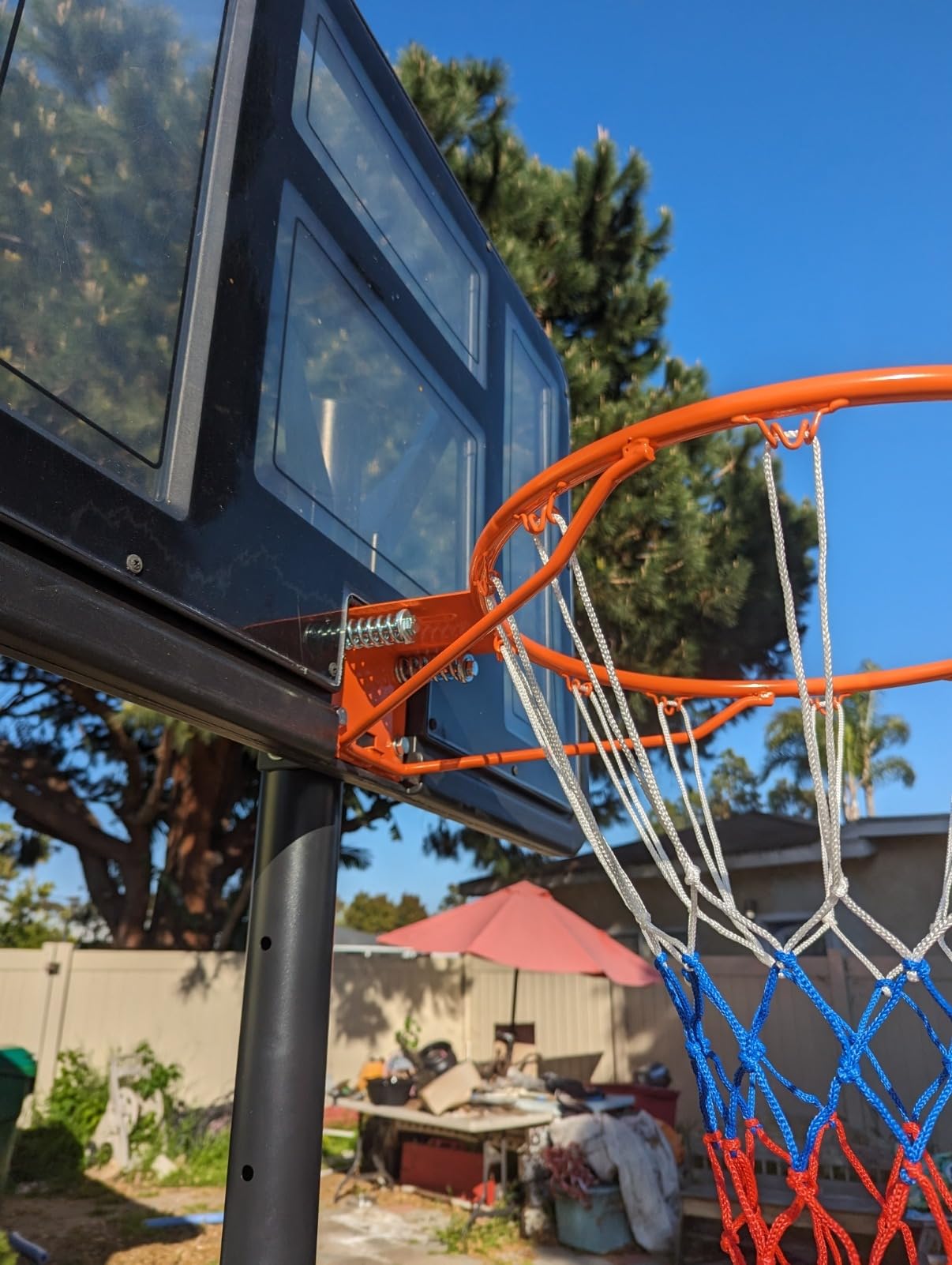 Sweetcrispy Portable Basketball Hoop Outdoor 6.1-10FT Adjustable Height, 44 Inch Shatterproof Backboard/Shock Absorbent Rim, Fillable Base, 2 Wheels for Backyard/Driveway customer photo 1