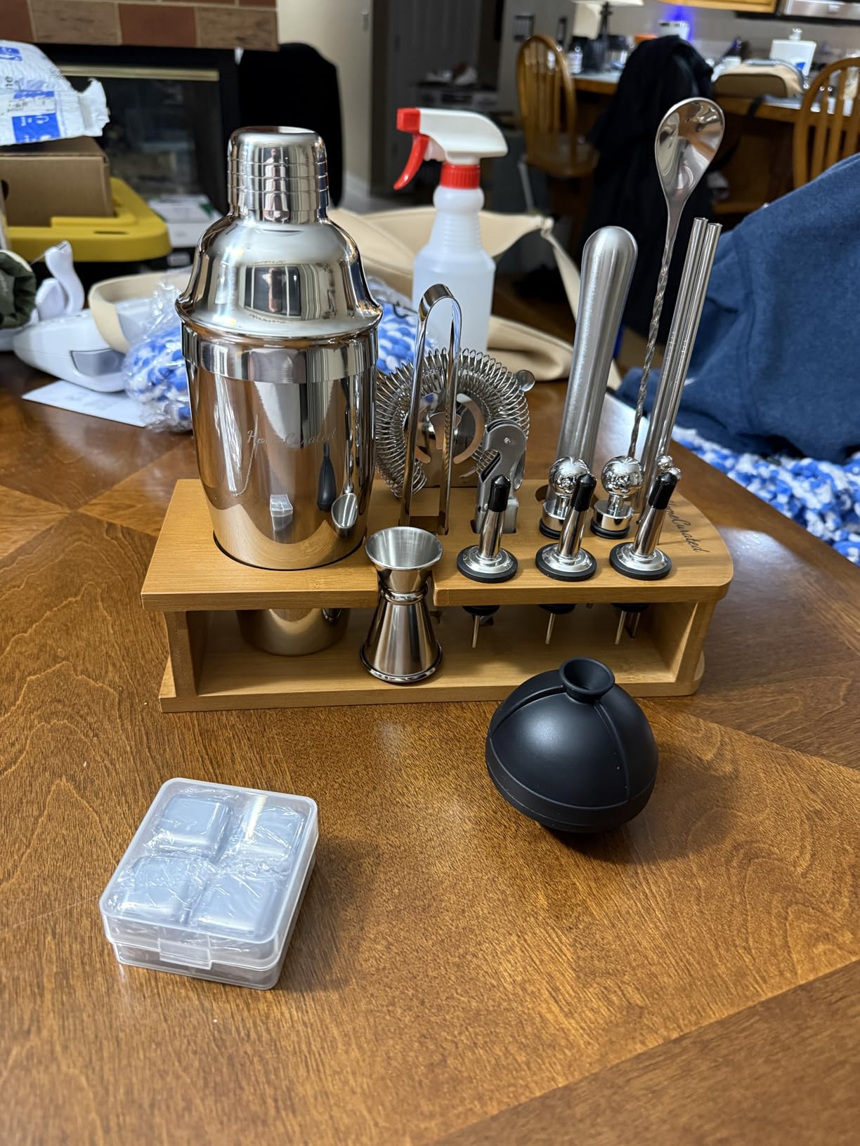 Cocktail Shaker Set, 24-Piece Bartender Kit - Complete Bartending Kit Bar Set with Stand, Drink Shaker & Mixer - Perfect Bar Accessories for Home Bar Set, Housewarming Gifts for Men & Women, Silver customer photo 1