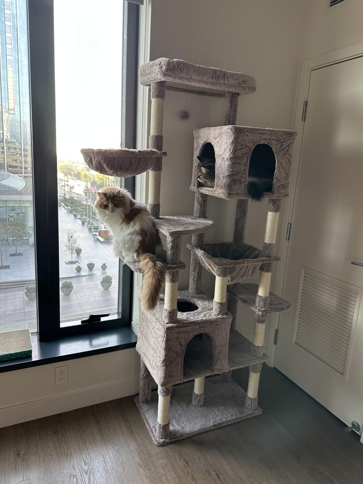 Heybly Cat Tree, 76-Inch Tall Heavy Duty Cat Tower for Big Cats HCT039G customer photo 2