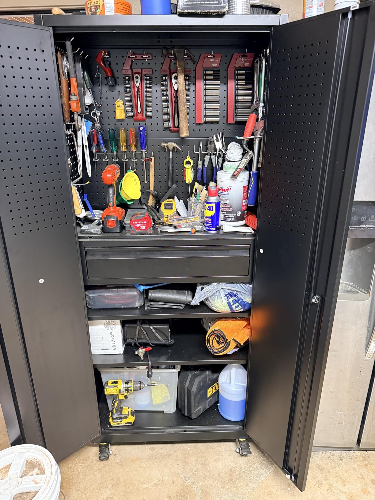 71-Inch Garage Storage Cabinet with 2 Drawers, Wheels and Pegboard customer photo 2