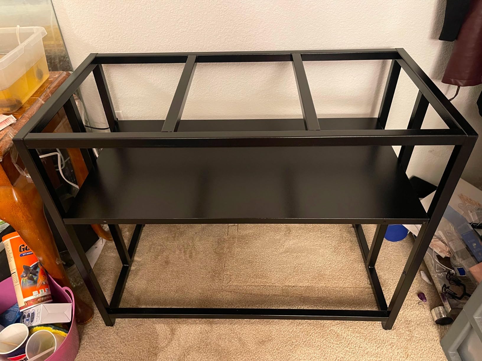 Fish Tank Stand, 50-75 Gallon Heavy Duty Metal Aquarium Stands, Reptile Tank, Turtle Tank, Breeder Tank Stand, 900LBS Capacity Terrarium Stand Rack with 2-Tier Storage Shelves (47.8