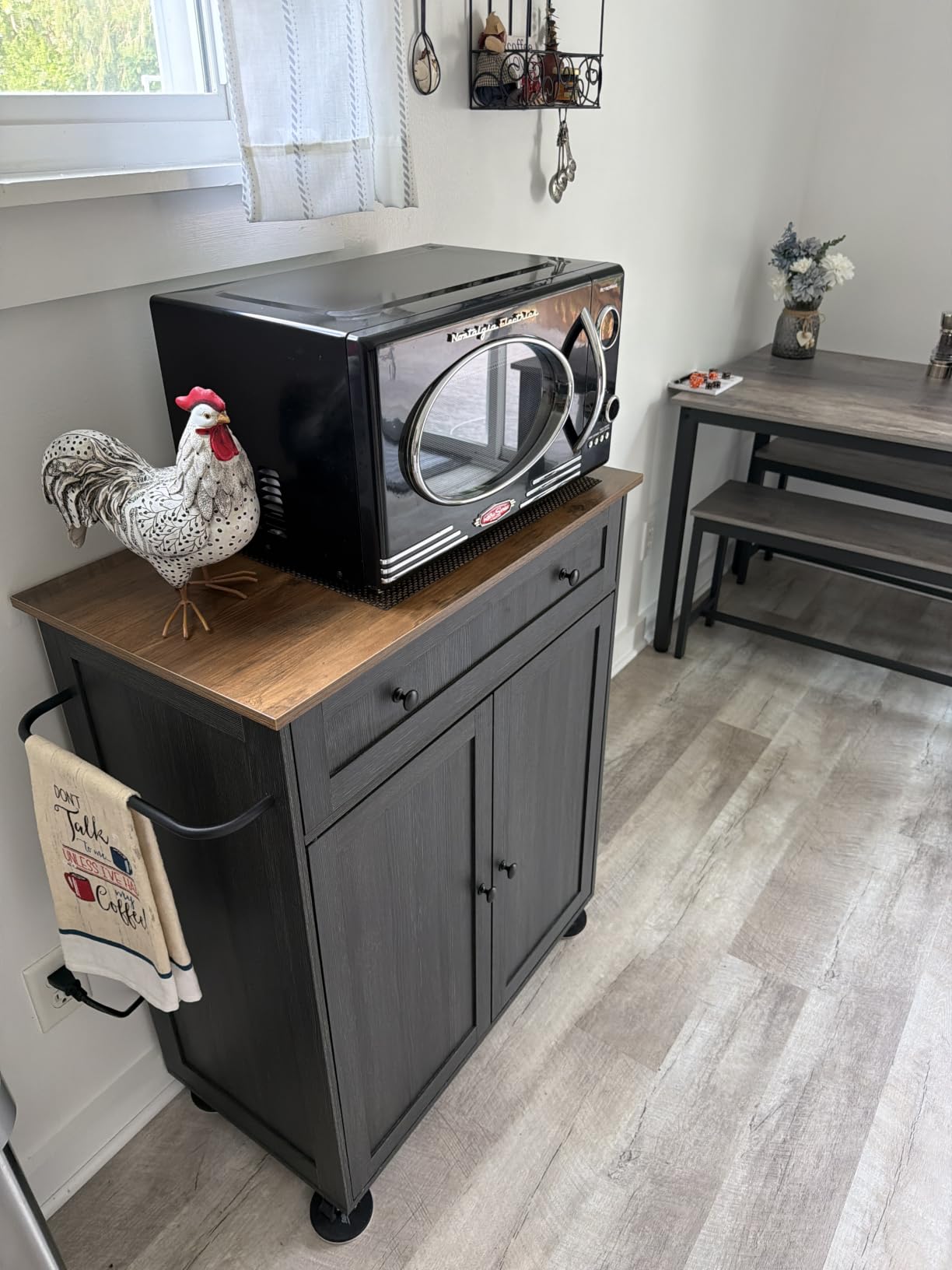 VASAGLE Mobile Kitchen Wooden Island Cart with Storage for Dining Room customer photo 2