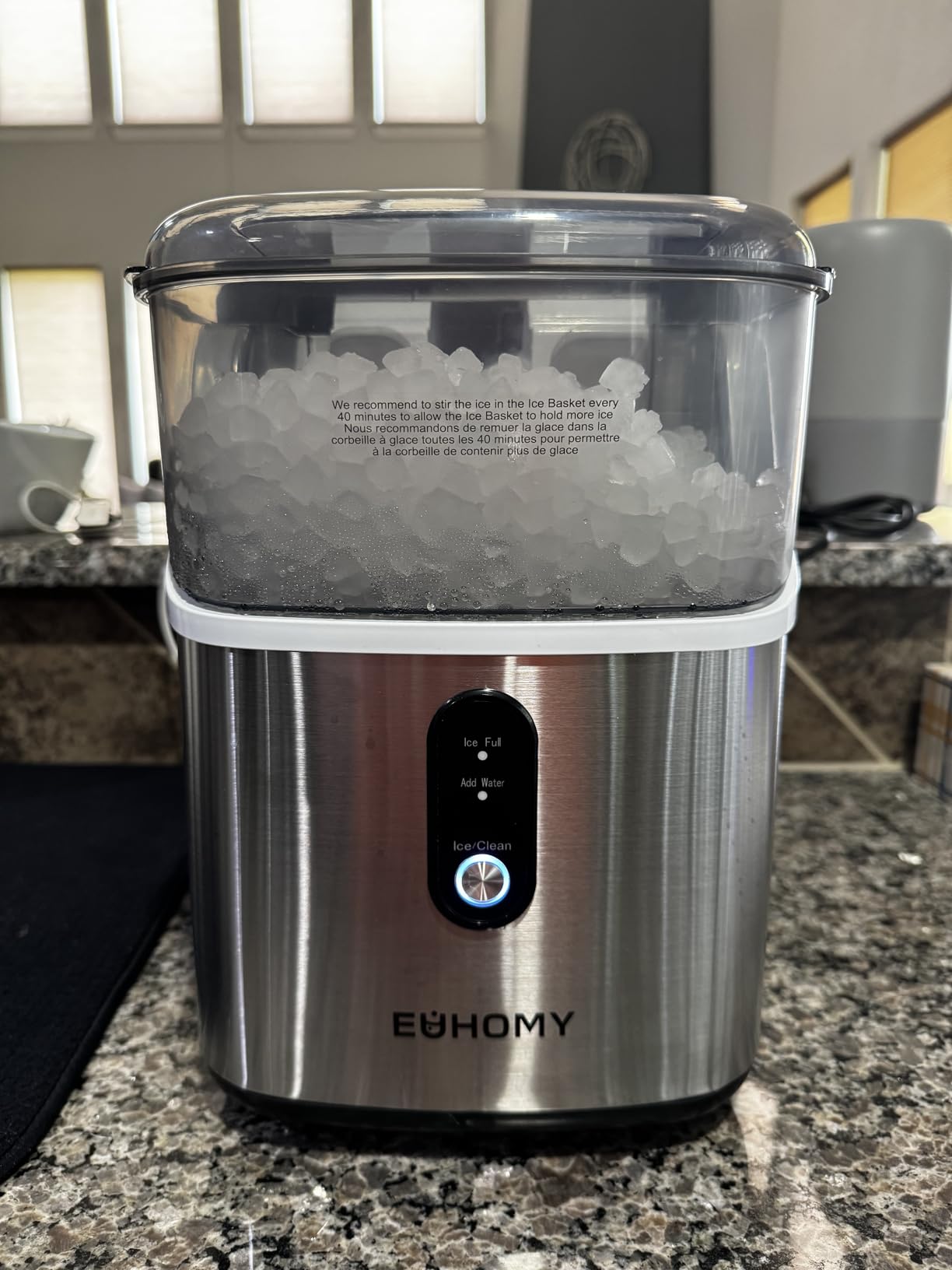 EUHOMY Nugget Ice Maker Countertop, Ready in 7 Mins, 35Lbs/24H Pebble Ice Maker Machine, Self-Cleaning Countertop Sonic Ice Makers with Ice Scoop&Basket, Pellet Ice Maker for Home, Stainless Steel customer photo 2