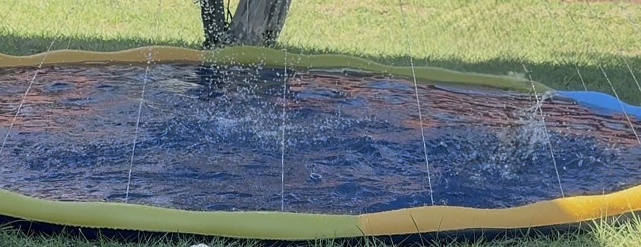 Instraella Splash Pad for Kids and Dogs, 124in Non-Slip Sprinkler Mat 0.5mm Thickened Durable and Foldable Large Pool Summer Fun Outdoor Toys for Dogs and Kids Age 3+ customer photo 1
