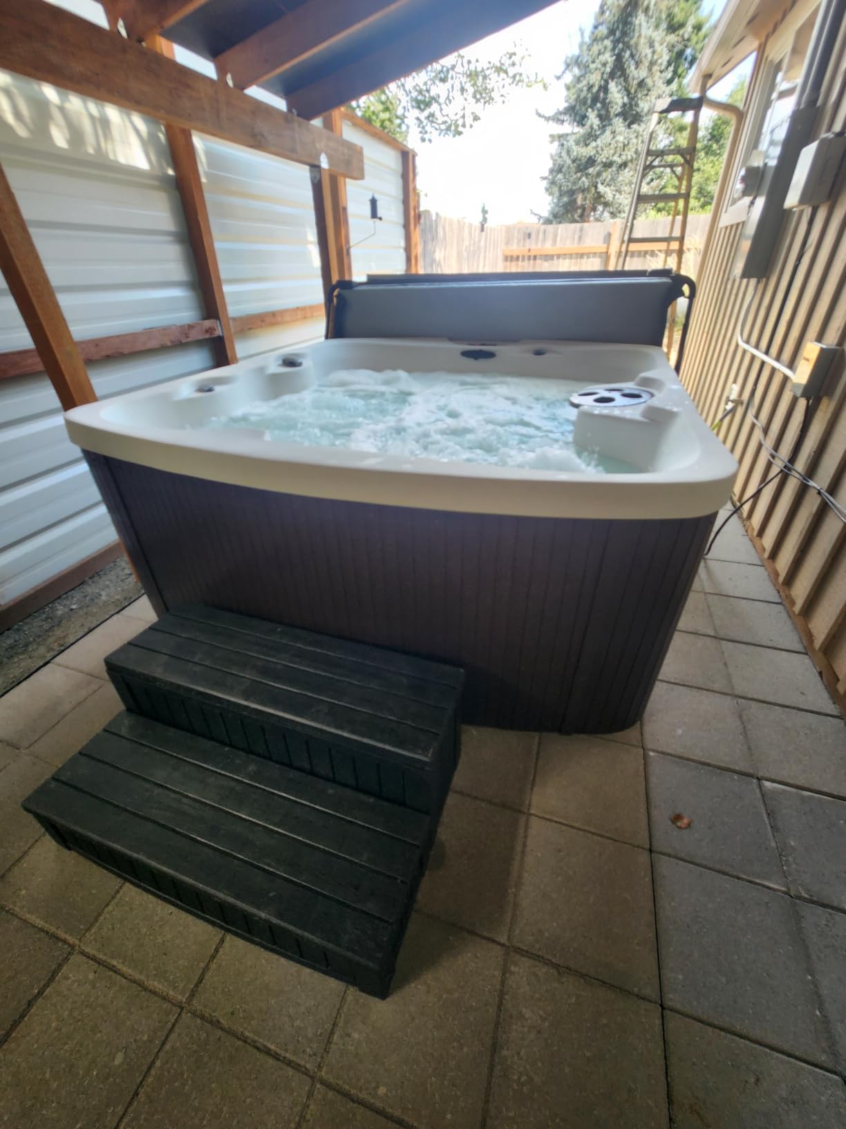 Plastic Hot Tub Steps with Storage, Spa Steps Outdoor Stairs, 36.6 Inches Long - Non-Slip All Weather Top & Feet, 32 Gallon Capacity, Waterproof for Porch/RV/Deck, Sturdy Plastic Frame, Black customer photo 2