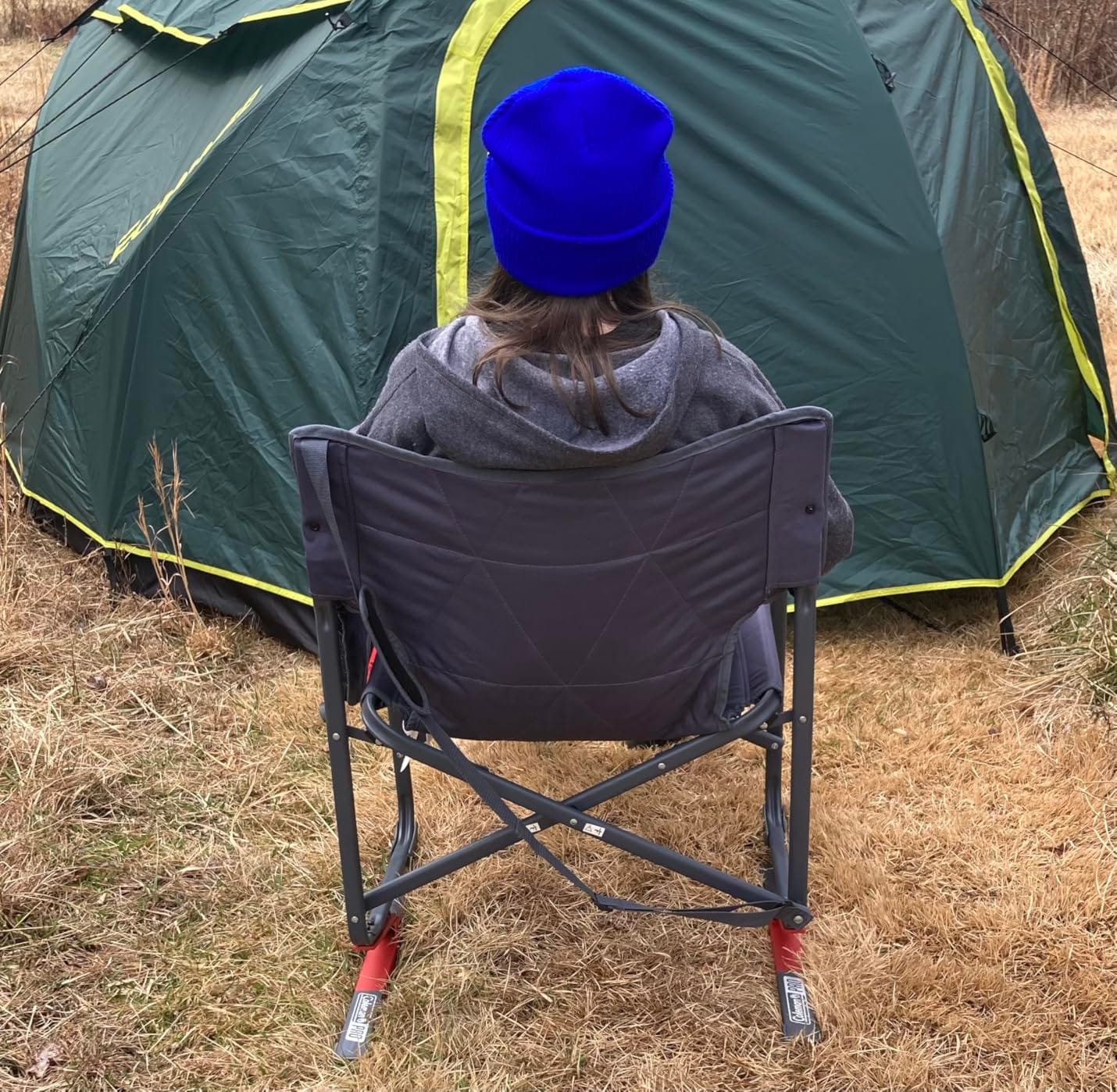 Coleman Pro Rocker Chair, Easy & Fast Folding, Up to 250lb Capacity, Great for Camping, Easily Portable, Mussel customer photo 2