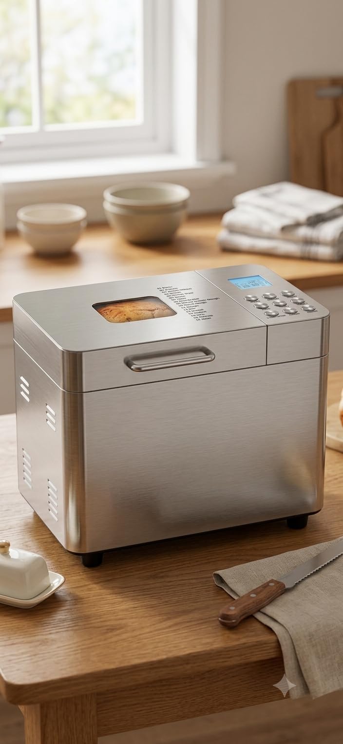 OSIPOTO Bread Maker, 2LB Stainless Steel Bread Machine, 17-in-1 Automatic | Non-stick, Beginner-Friendly Controls, 15 Hour Timer, Easy to Clean Low Noise, High Success Rate for Homemade, LCD Display customer photo 2