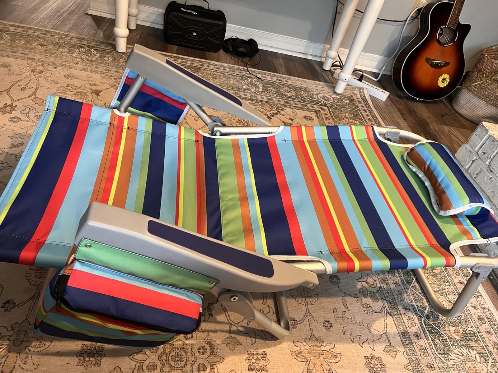 2Pk Aluminum Extra Wide 5-Position Lay Flat Folding Backpack Beach Chairs for Adults, with Cooler Bag, Cup&Phone Holder, Towel Bar for Outdoor Lawn Picnic Sport, Portable Camping Chairs,Tropical Print customer photo 1