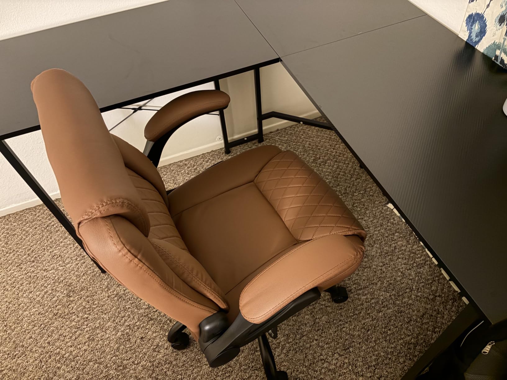 GTPLAYER PU Leather Office Chair, Home Desk Chair with Flip-up Arms, Modern customer photo 2