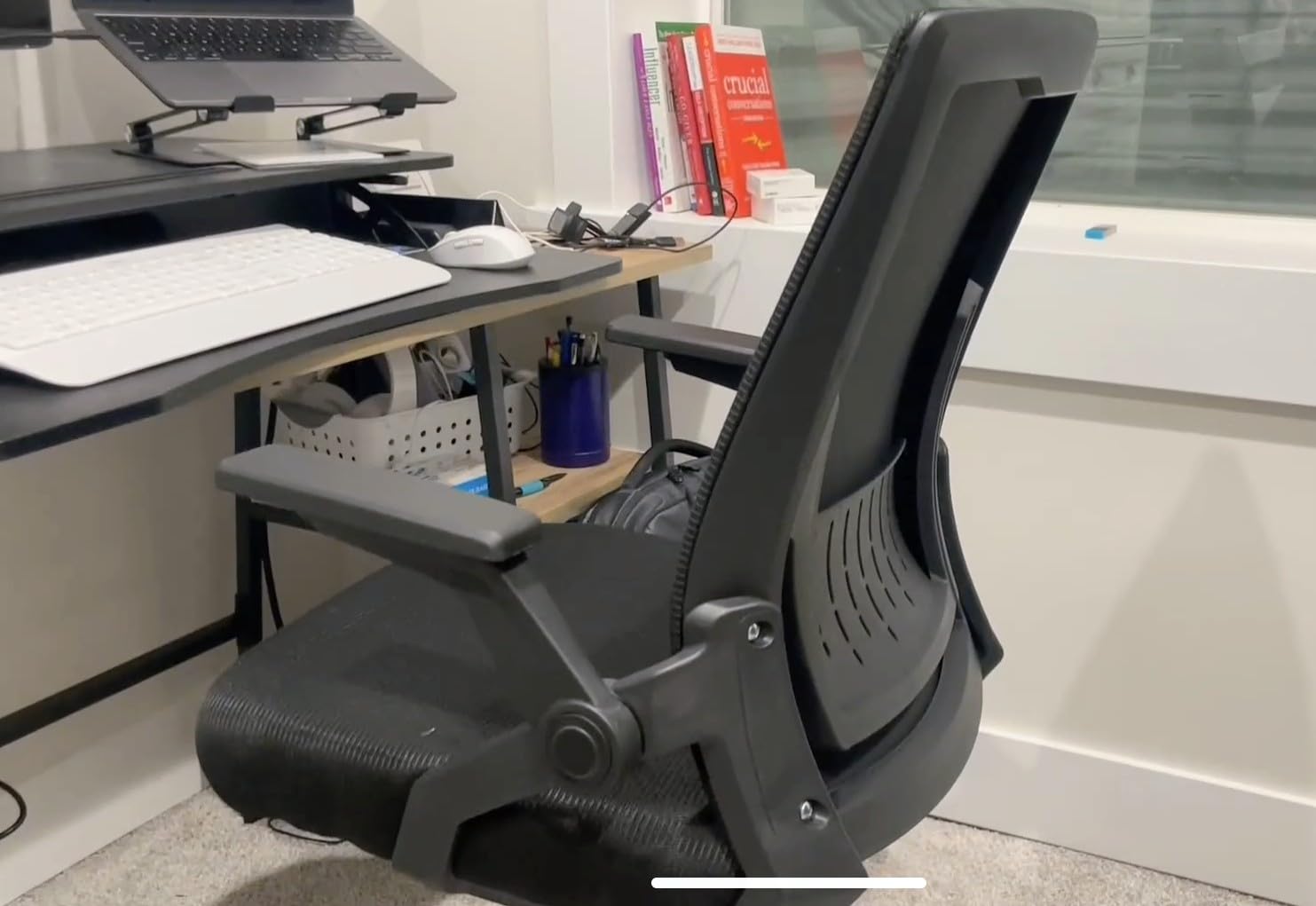 COMHOMA Office Chair with Flip-up Armrests Ergonomic Computer Desk Chair with Adaptive Lumbar Support & Breathable Mesh, Black customer photo 1