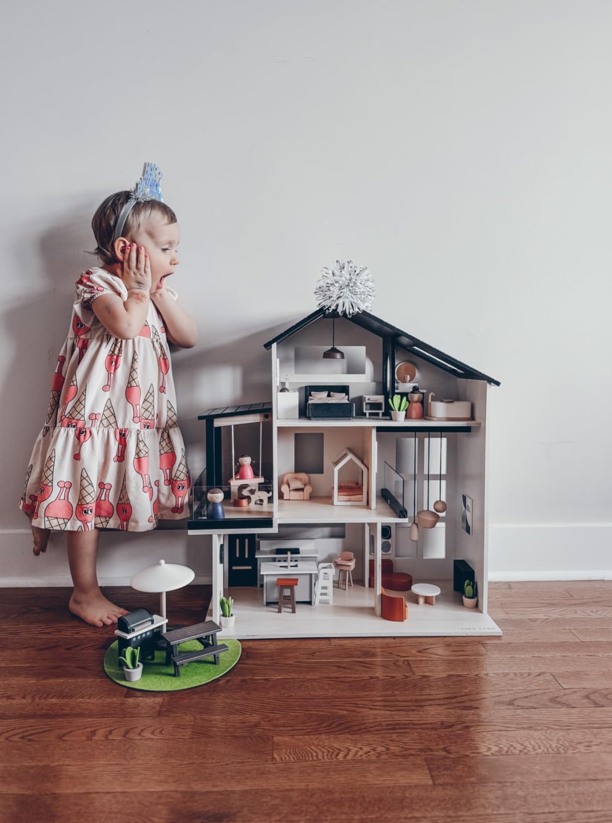 Tiny Land Wooden Doll House, Modern Family Dollhouse with Realistic Design customer photo 2