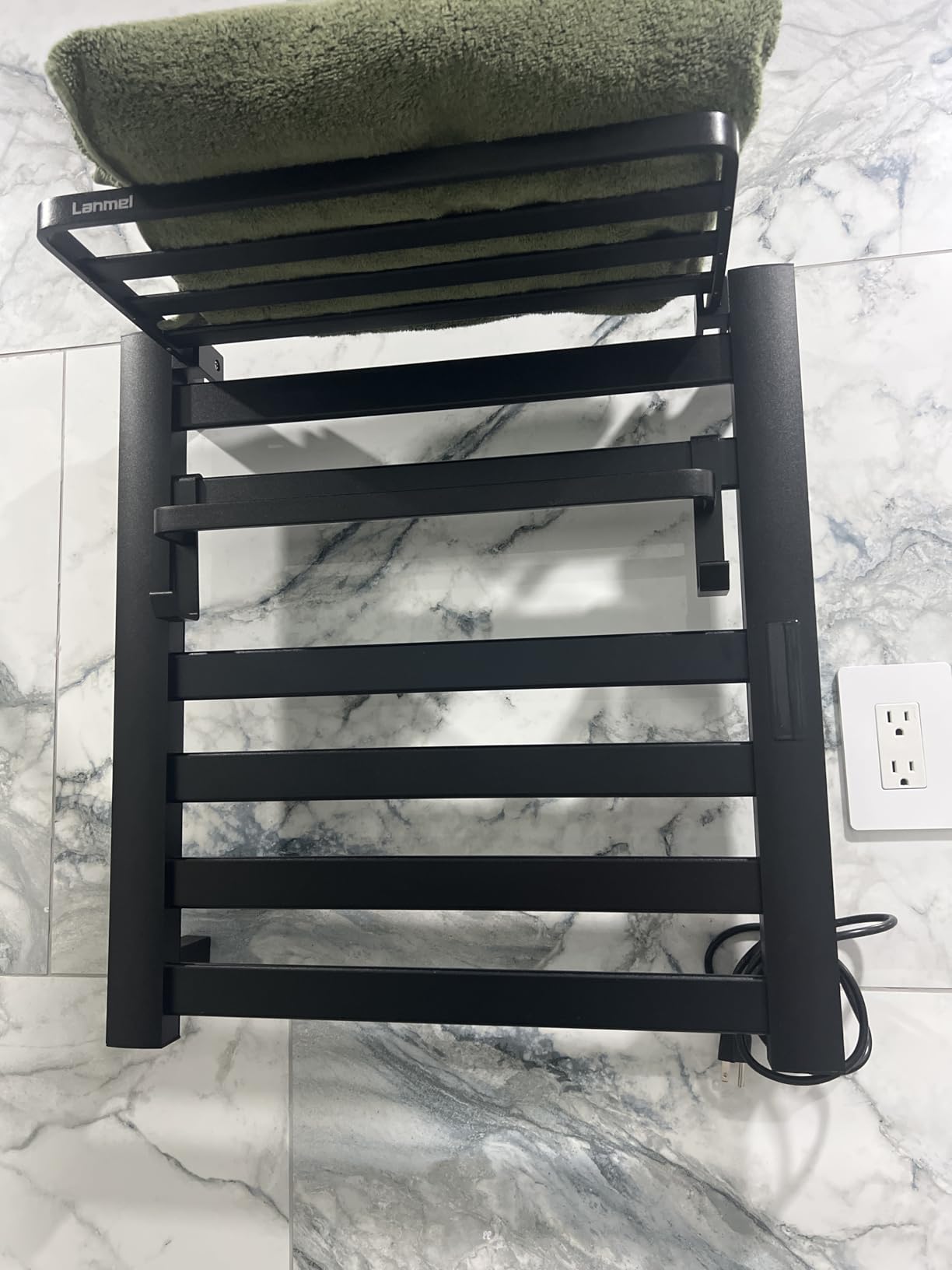 LANMEL Towel Warmers for Bathroom, Wall Mounted Heated Towel Dryer Rack, 33.9