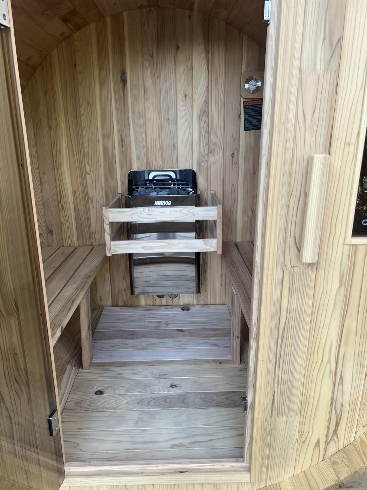 Premium 4 Person Cedar Barrel Sauna for Outdoor Backyard customer photo 2