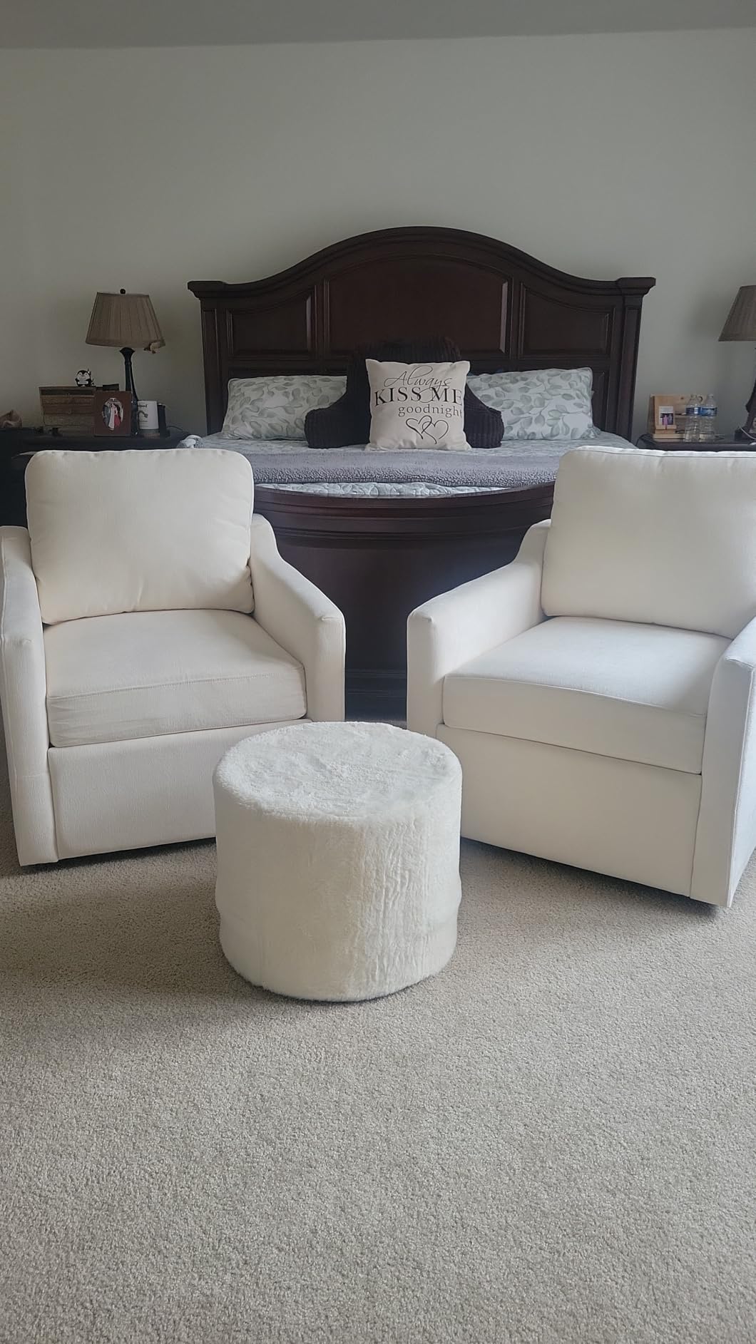 360° Swivel Accent Chair with High Back & Lumbar Support, Deep Seat, Beige customer photo 2
