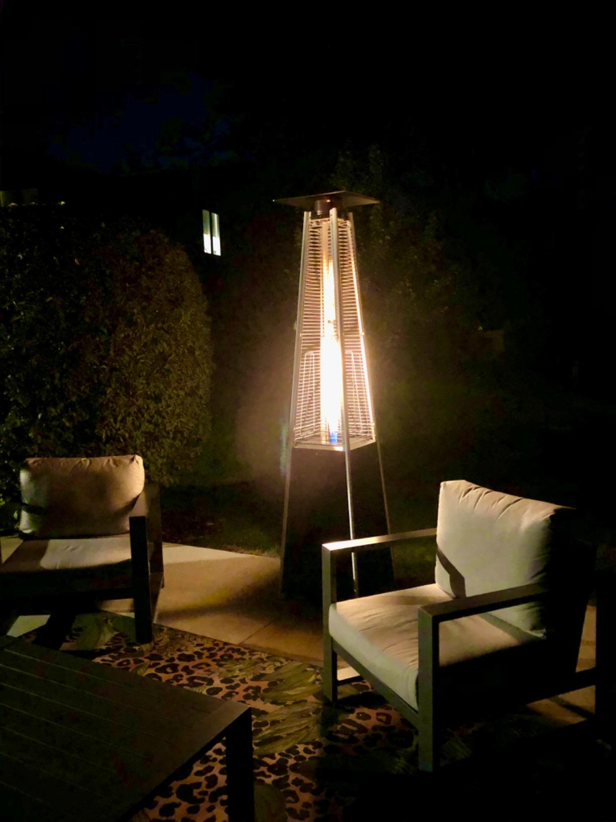 Pamapic Outdoor Propane Patio Heater, Water‑Drop Hollow Pattern Outdoor Heater, CSA Certified Weather Resistant Heater with Lockable Wheels & Protective Cover for Backyard Balcony, Charcoal customer photo 2