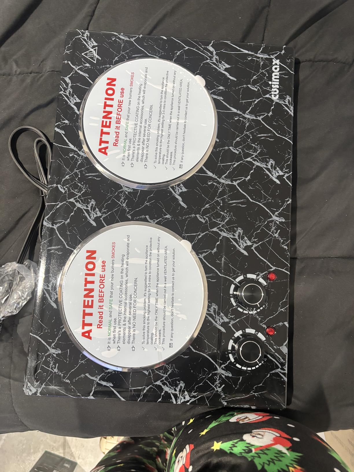 CUSIMAX 1800W Ceramic Electric Hot Plate for Cooking, Double Burner, Silver customer photo 2