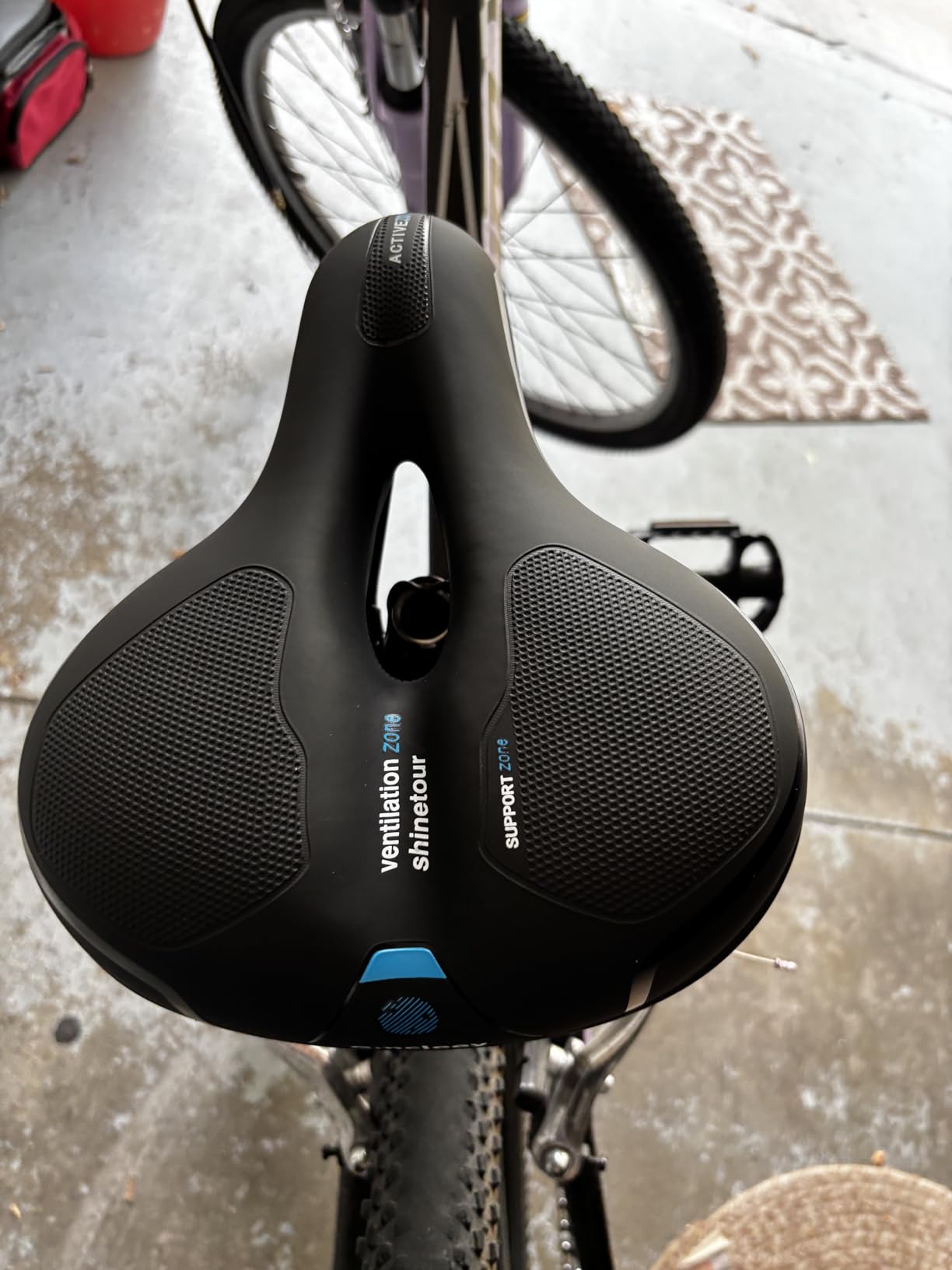 Comfort Bike Seat for Women Men,Wide Bicycle Saddle Replacement Memory Foam Padded Soft Bike Cushion with Dual Shock Absorbing Universal Fit for Indoor/Outdoor Bikes with Reflect customer photo 2