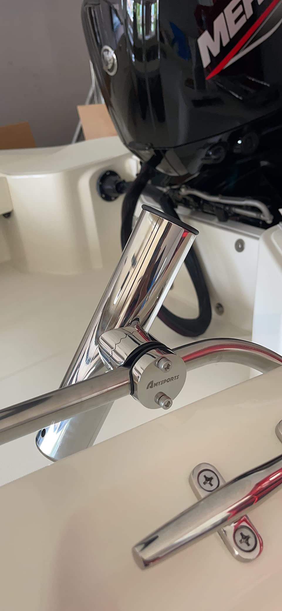 AMYSPORTS Stainless Steel Trolling Rod Holder Clamp Side Mount Fishing Pole Holders Adjustable Kayak Rail Rods Supporters Boat Sailboat for Boating customer photo 2