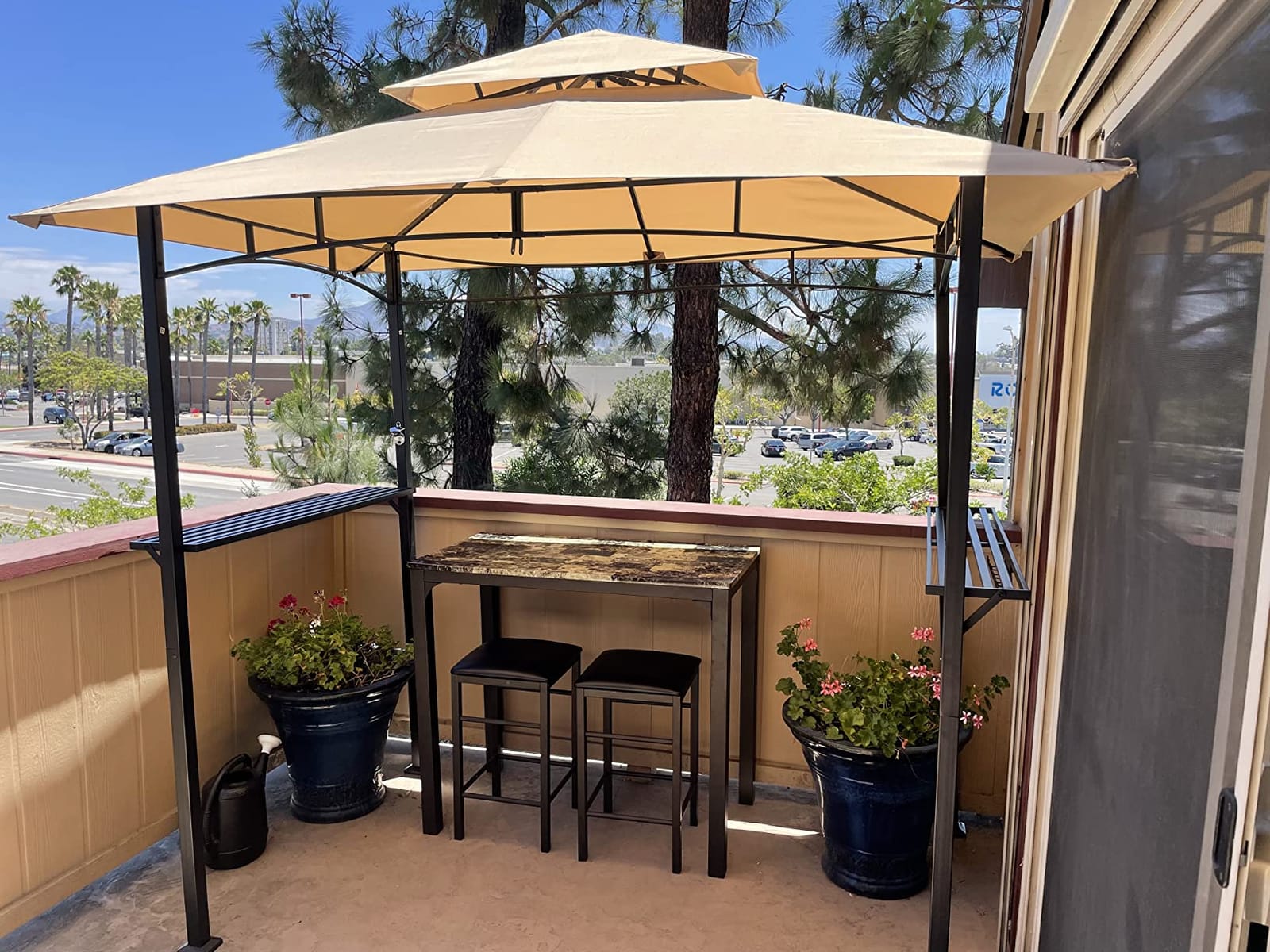 AECOJOY 8' x 5' Outdoor Grill Gazebo Canopy, BBQ Canopy for Outdoor Grill, 2- Tier BBQ Gazebo Shelter for Patio, Backyard and More (Beige) customer photo 2