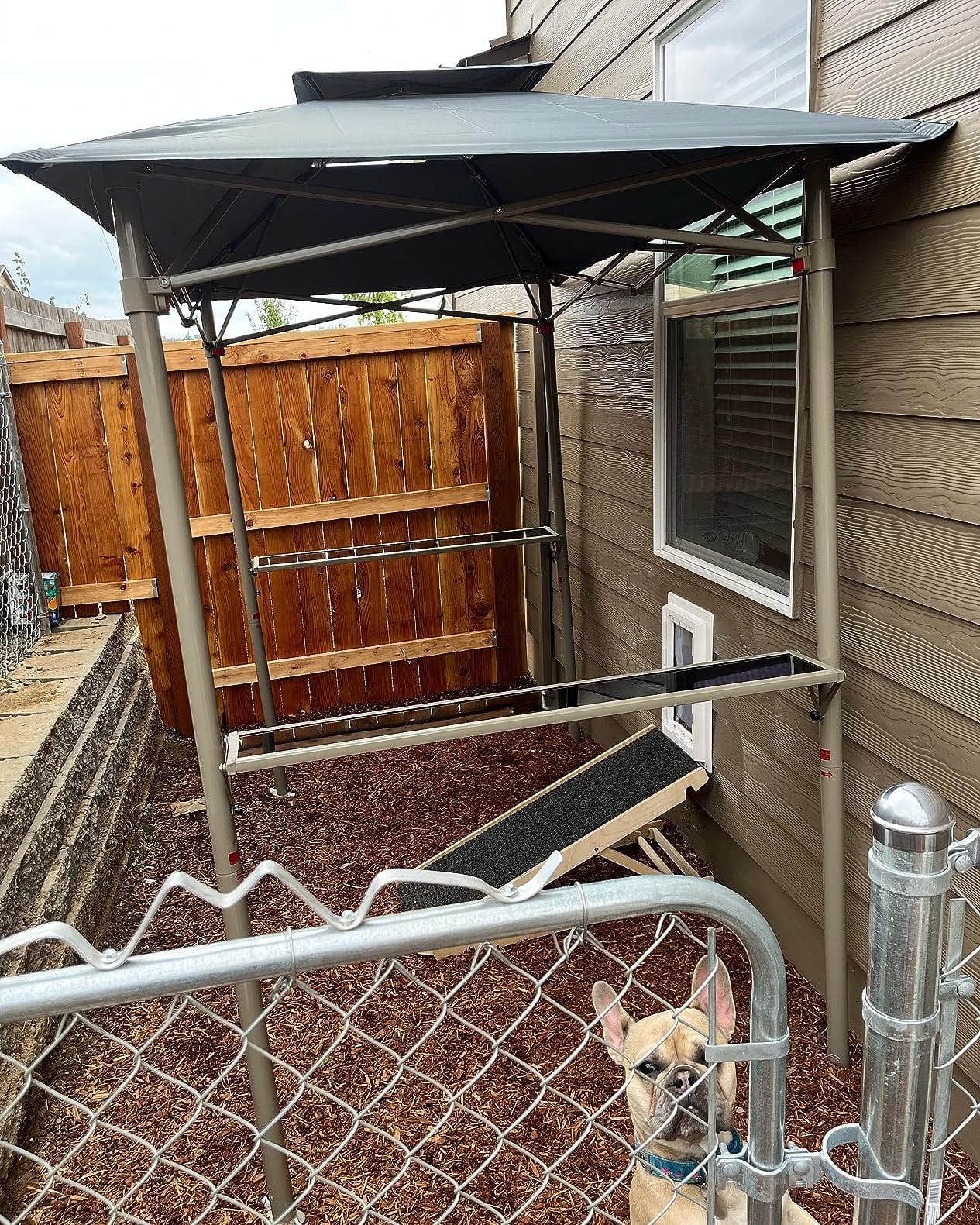 Crown Shades 8x5 Grill Gazebo - Pop Up Canopy for BBQ and Backyard Patio - Easy Outdoor Barbecue Shade Cover with Double Tier Vented Top & 2 Side Shelves (Grey) customer photo 2