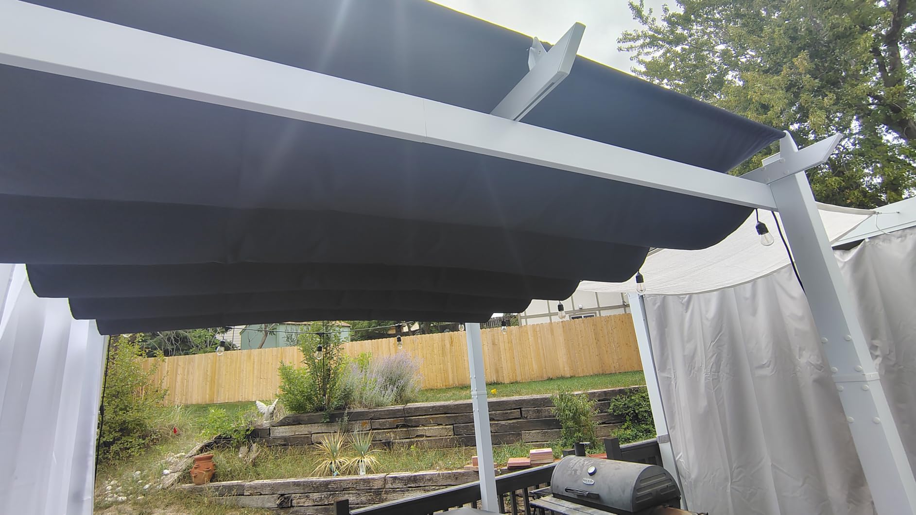 PURPLE LEAF Retractable Pergola 10' x 13' White Pergola, Extra Canopy, Grey customer photo 2