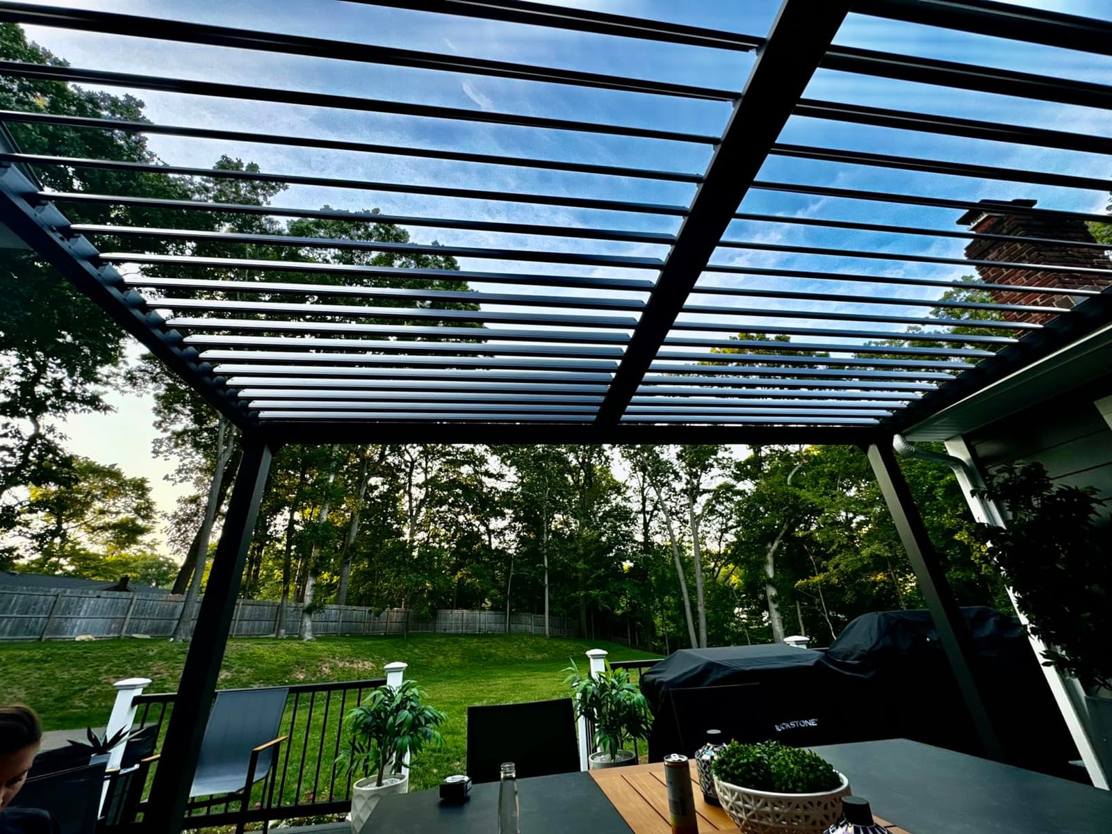 BPS 13 x 10 ft. Outdoor Aluminum Wall Mounted Louvered Pergola, Dark Gray customer photo 1