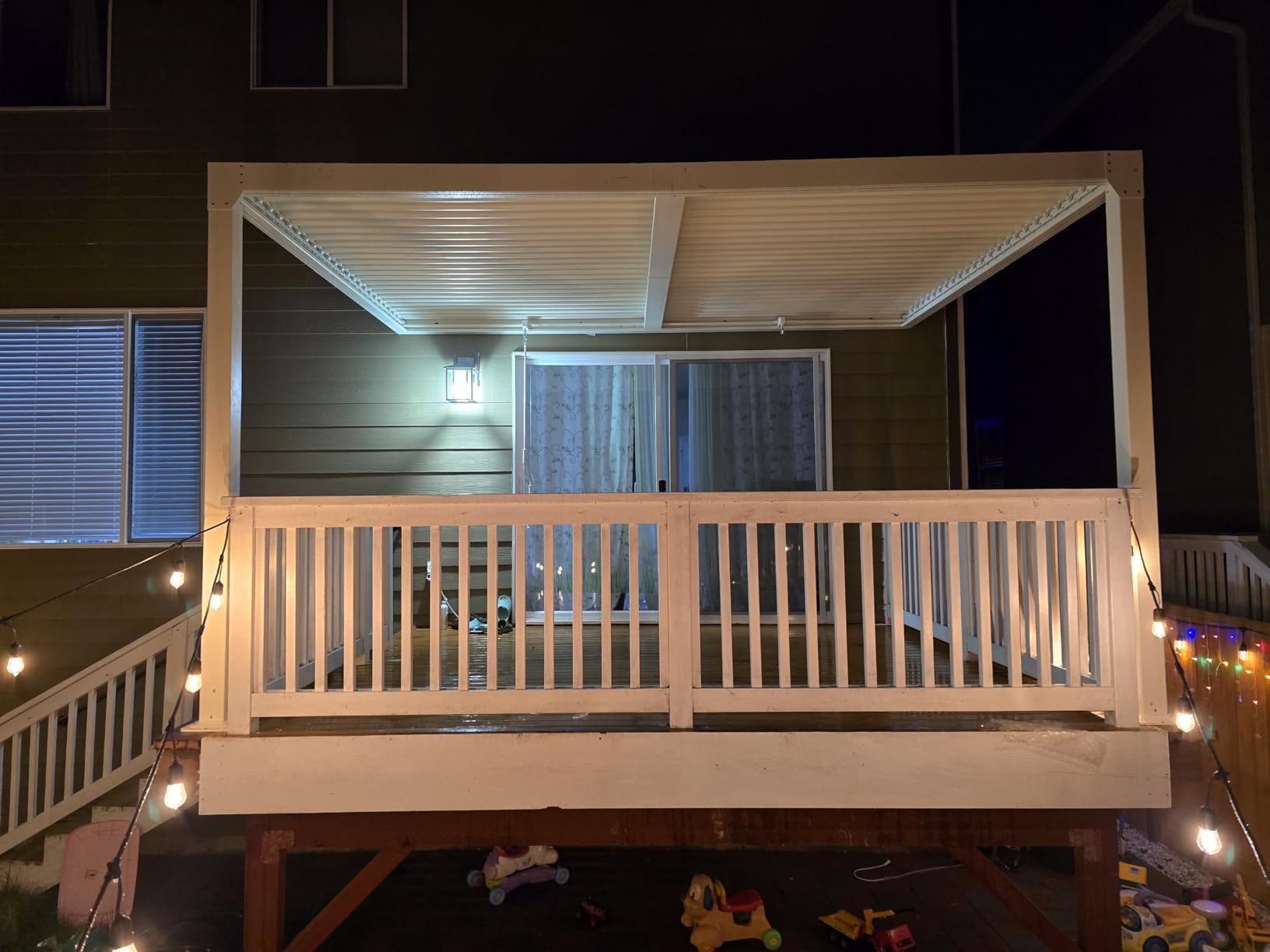BPS 13 x 10 ft. Outdoor Aluminum Wall Mounted Louvered Pergola, Dark Gray customer photo 2
