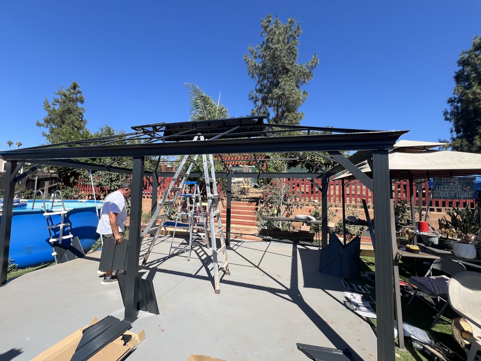Domi 12'X12' Gazebo with Double Roof Steel, Heavy Duty Outdoor Patio Gazebo customer photo 1